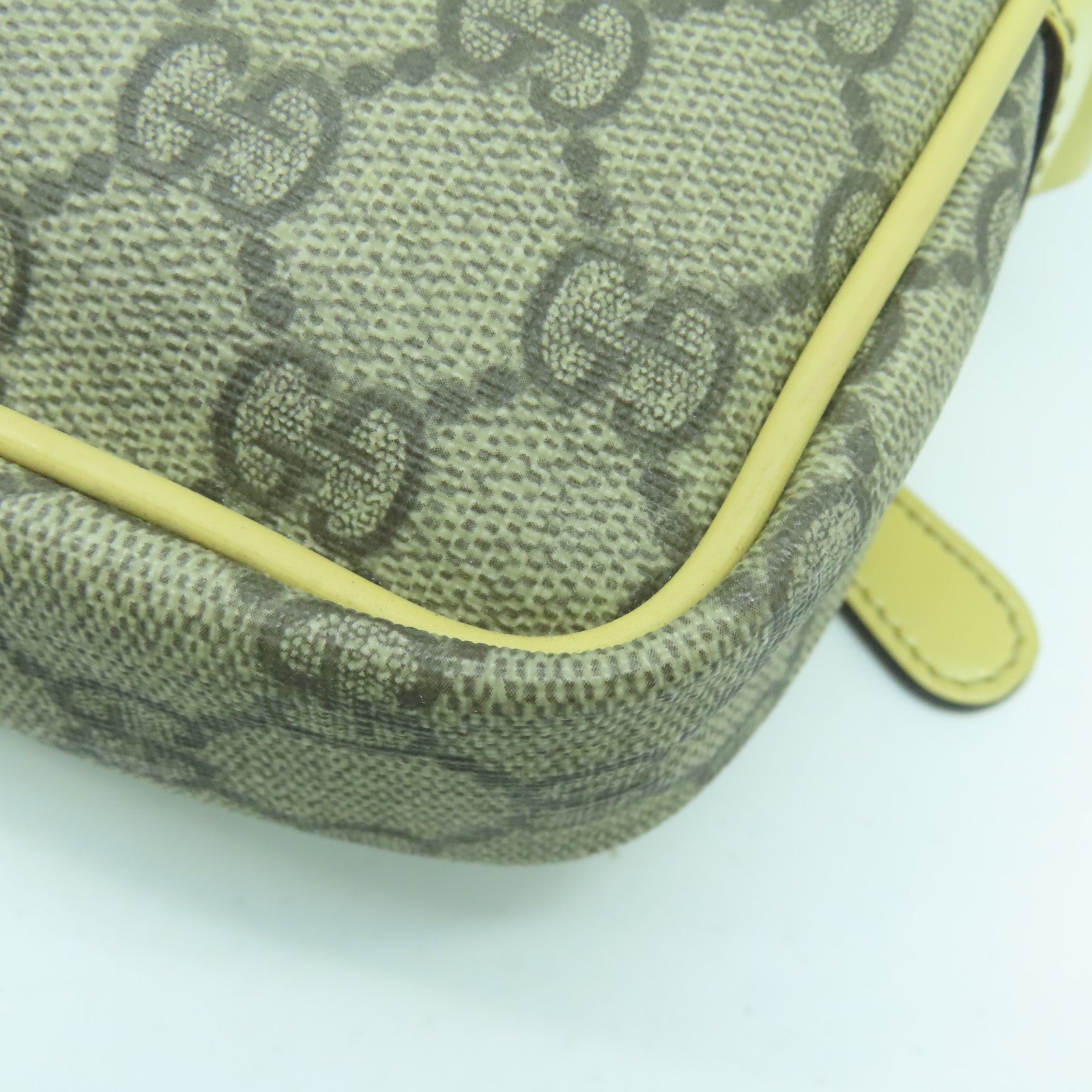 GUCCI 塗層帆布/皮革Shoulder Bag銀扣肩背袋米色/啡色