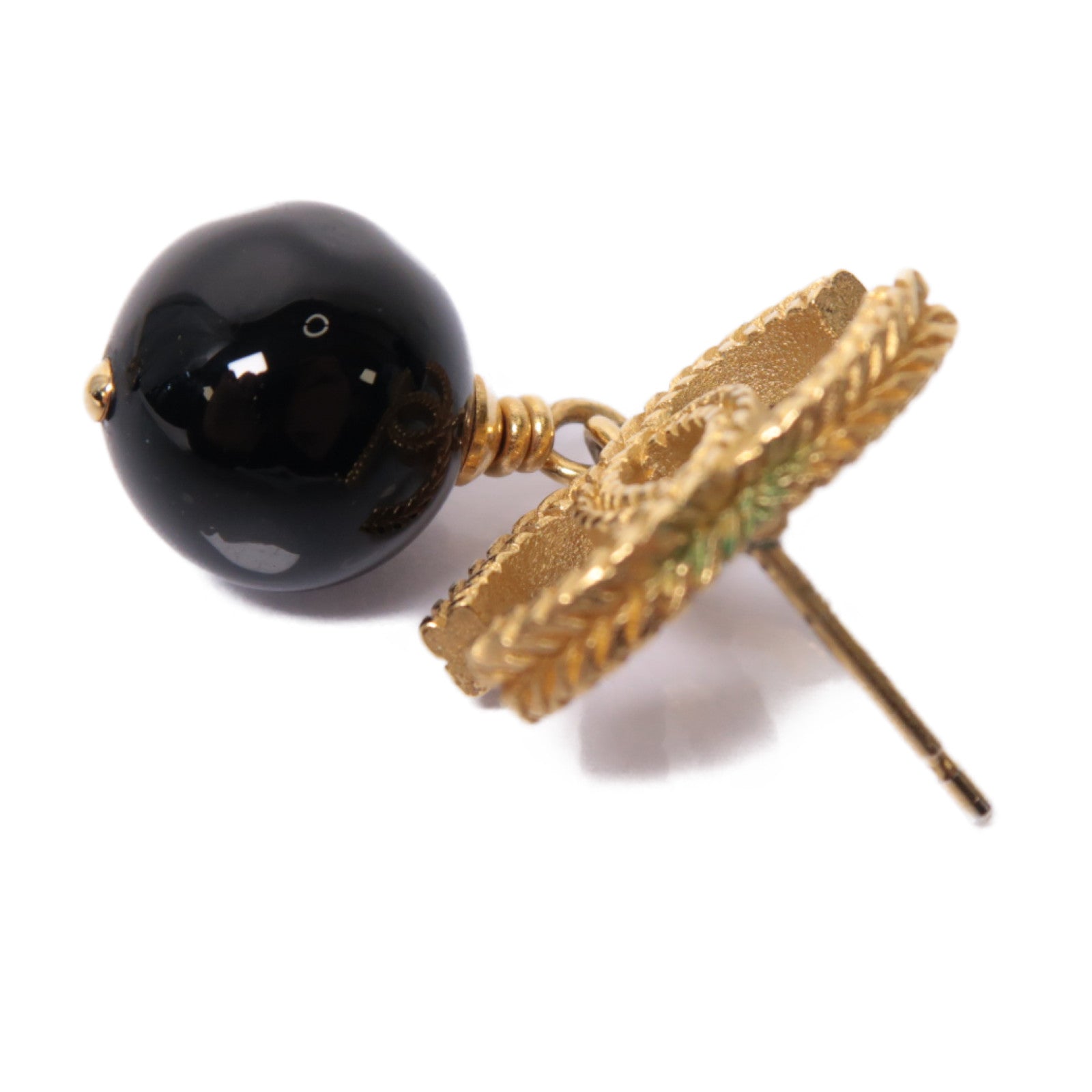 CHANEL PVC/金屬Earrings耳環黒色/金色