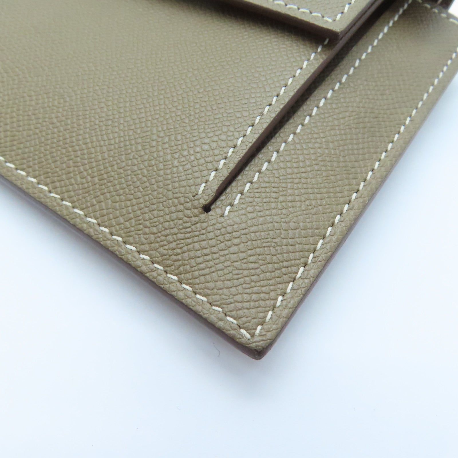 HERMES Epsom皮革Kelly Pocket金扣卡片套Etoupe大象灰色