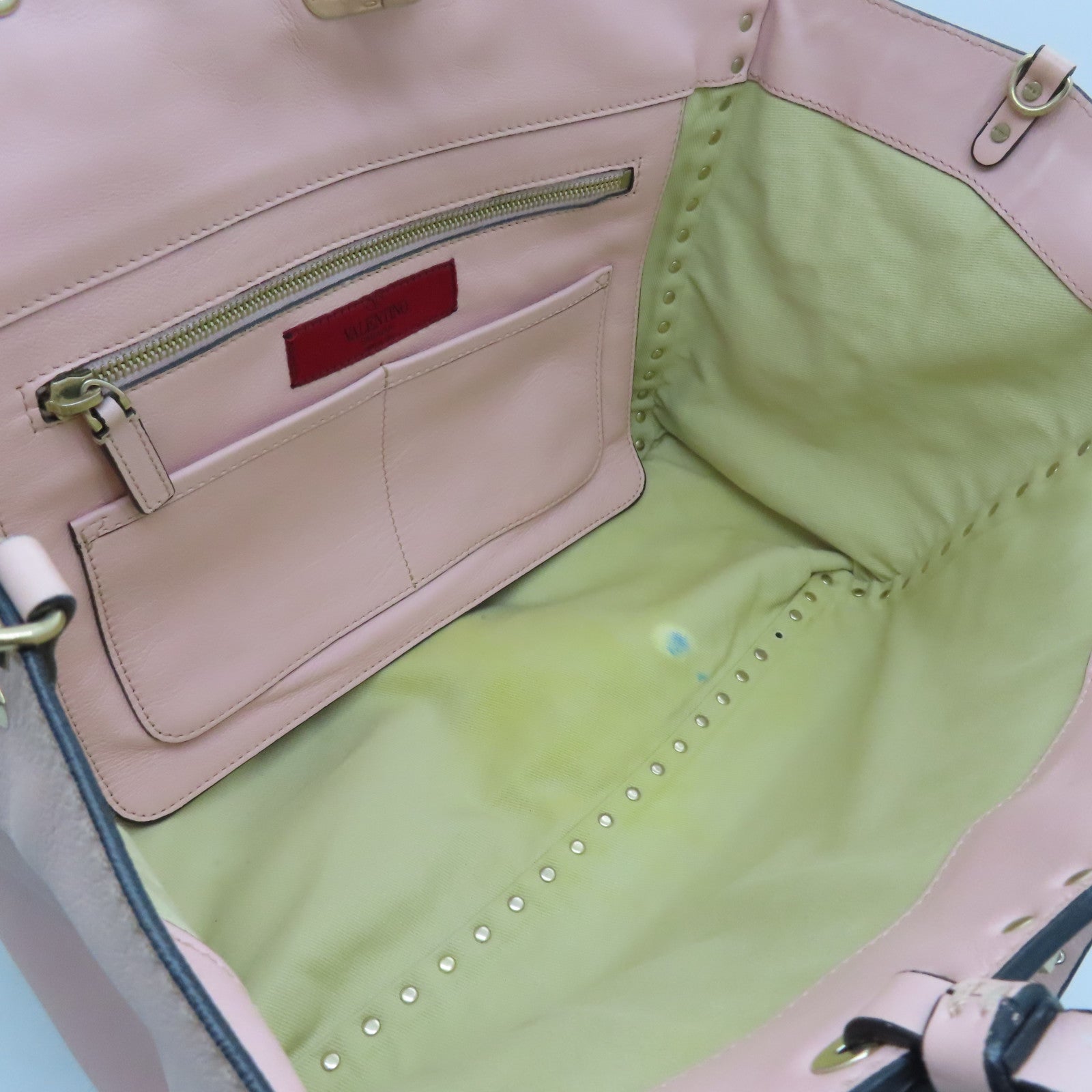 Valentino Leather Rockstud Gold Buckle Shoulder Bag Pink