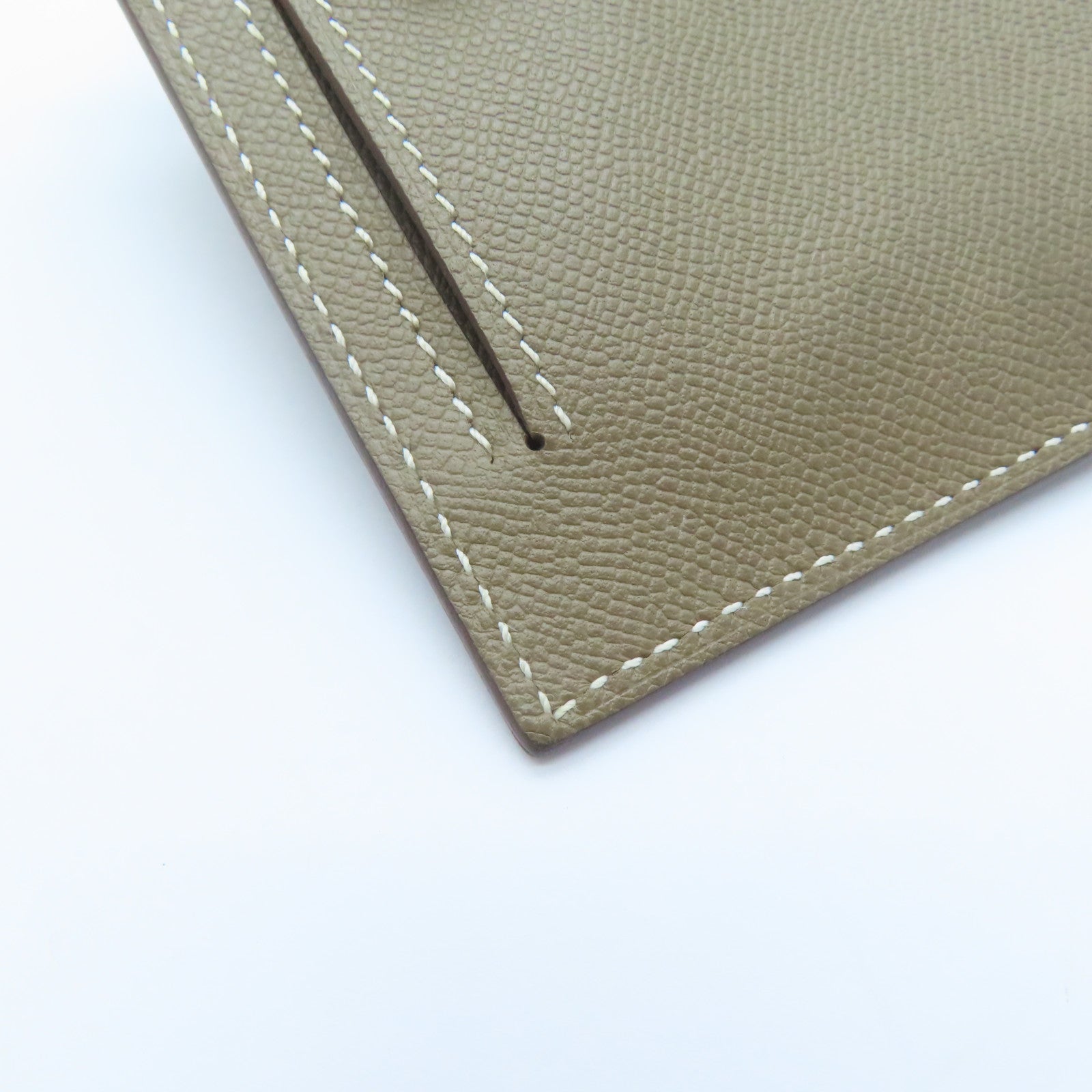 HERMES Epsom皮革Kelly Pocket金扣卡片套Etoupe大象灰色