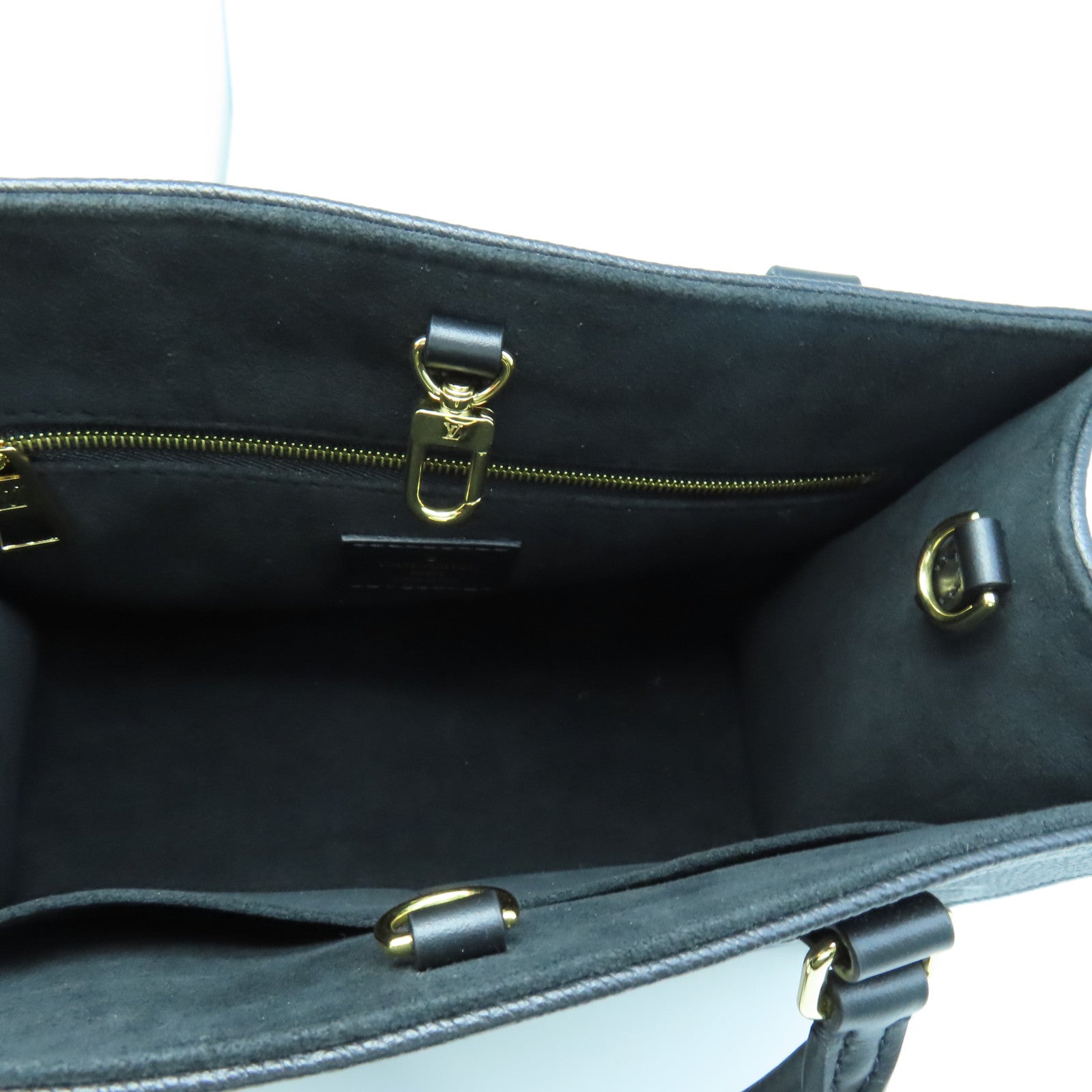 LOUIS VUITTON Monogram Empreinte On The Go PM gold buckle handle shoulder bag dual-use black