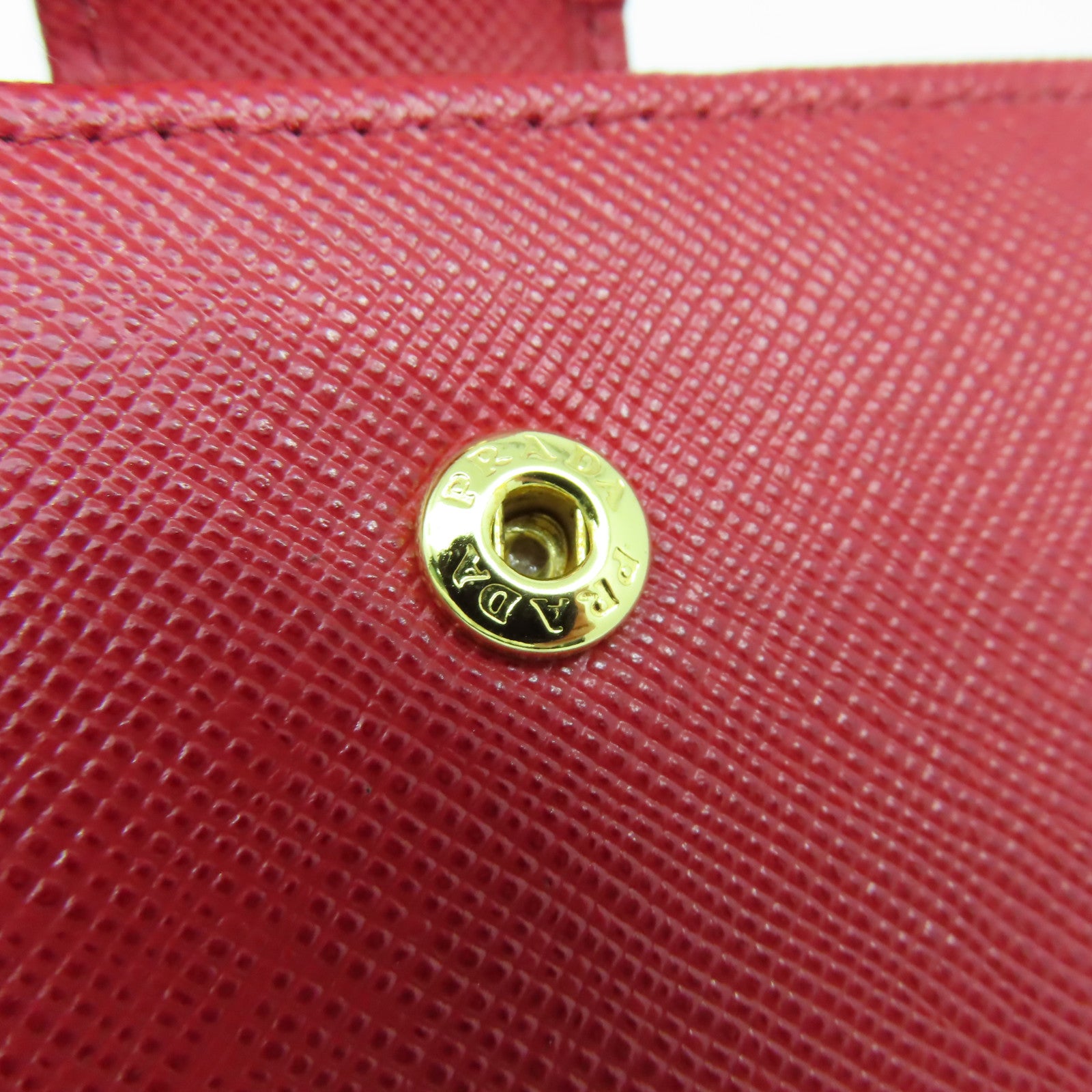 PRADA 牛皮皮革Long Wallet金扣長錢包紅色