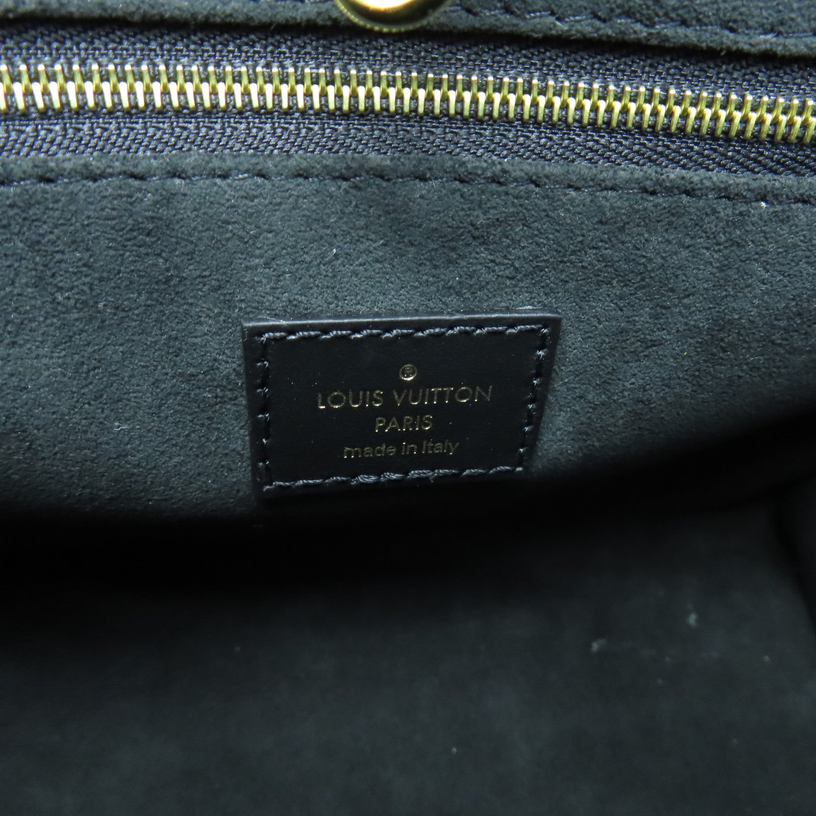 LOUIS VUITTON Monogram Empreinte On The Go PM gold buckle handle shoulder bag dual-use black