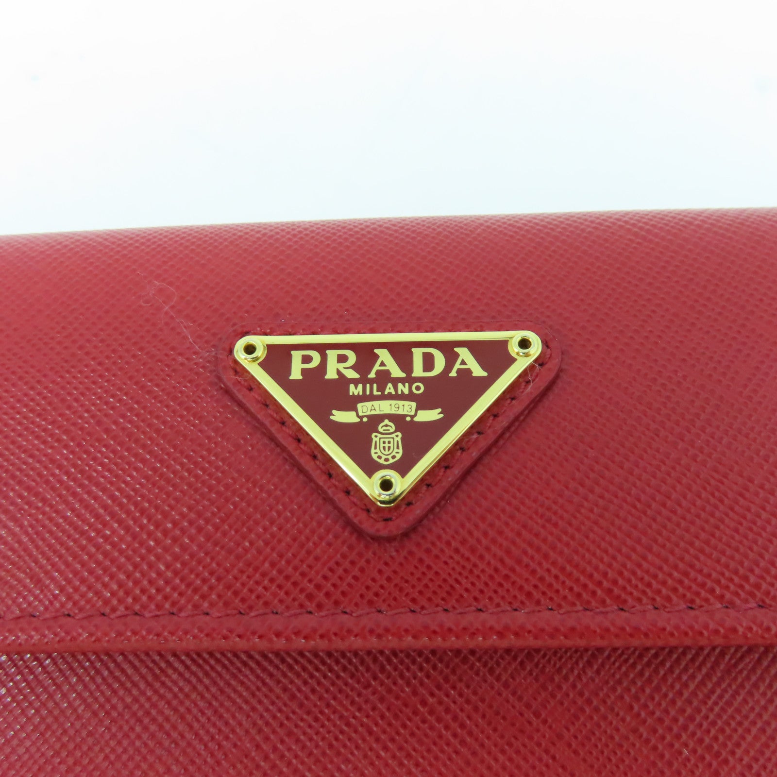PRADA 牛皮皮革Long Wallet金扣長錢包紅色