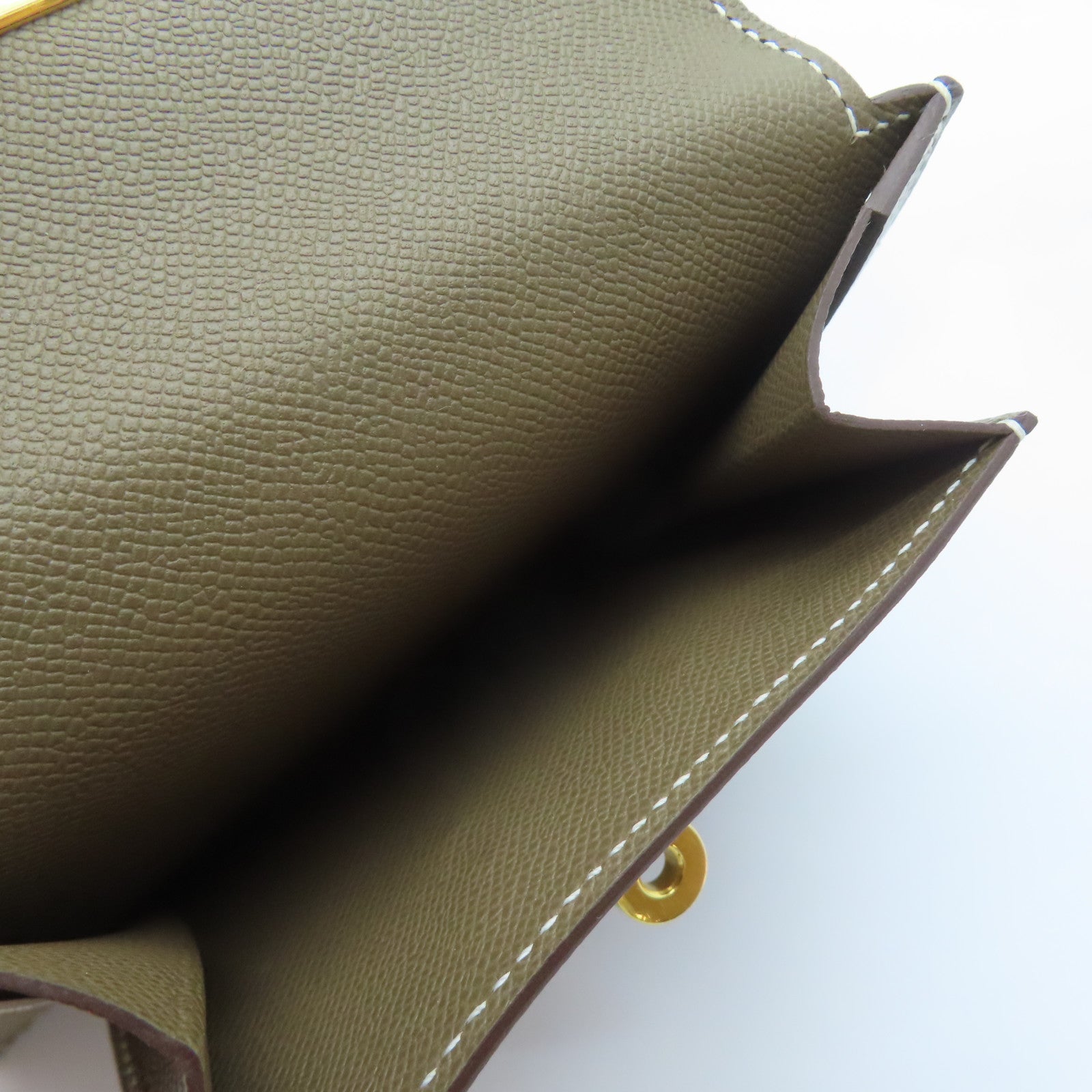 HERMES Epsom皮革Kelly Pocket金扣卡片套Etoupe大象灰色