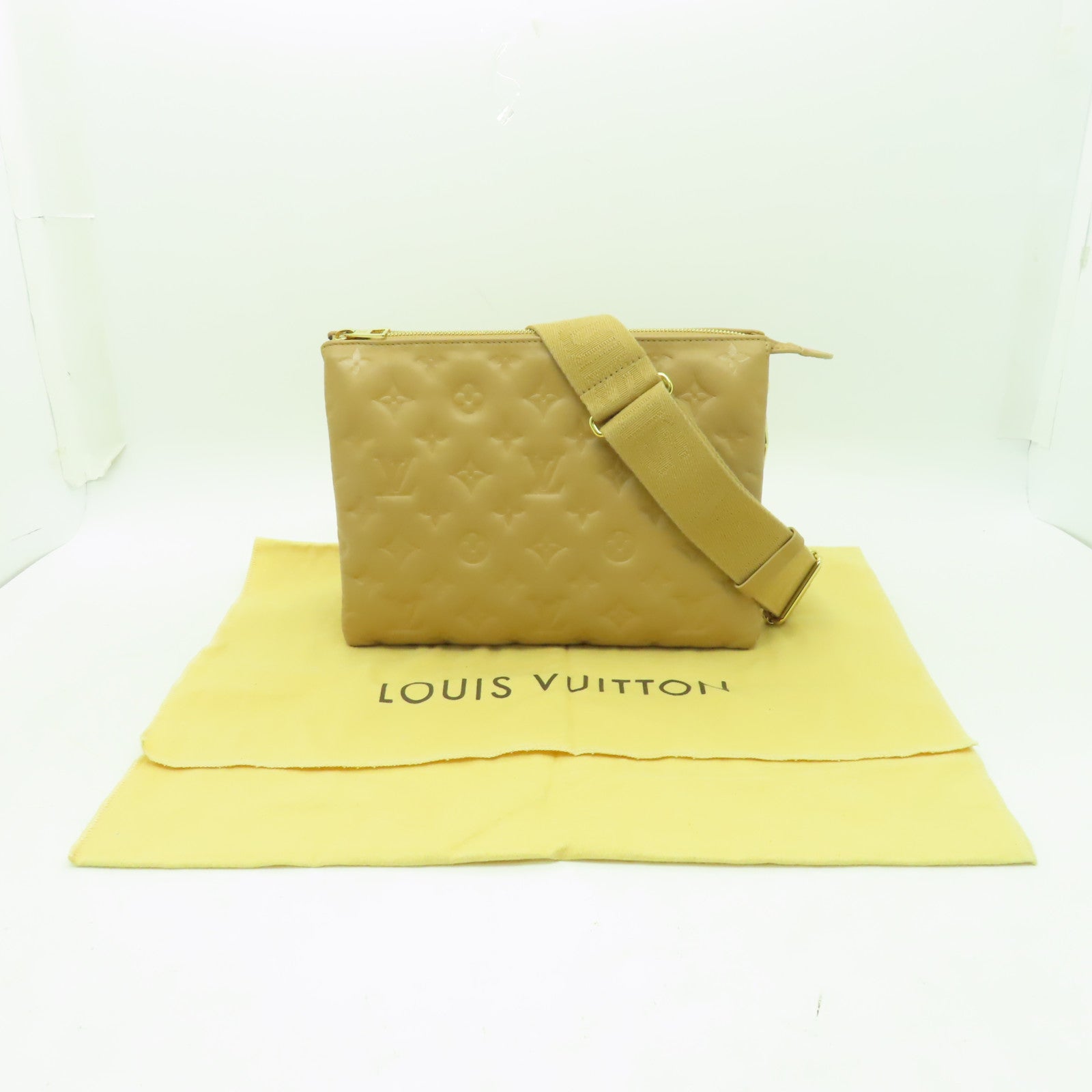 LOUIS VUITTON 羊皮皮革Coussin PM金扣肩背袋棕色