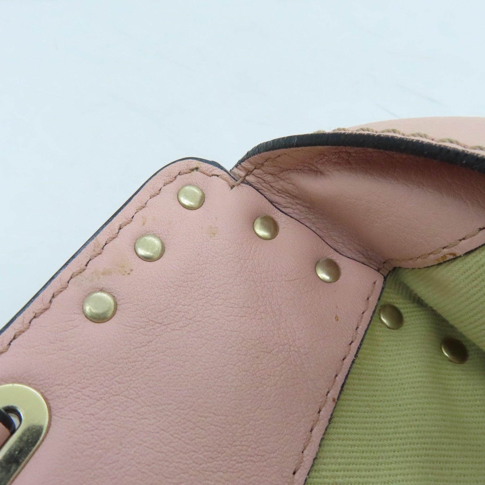 Valentino Leather Rockstud Gold Buckle Shoulder Bag Pink
