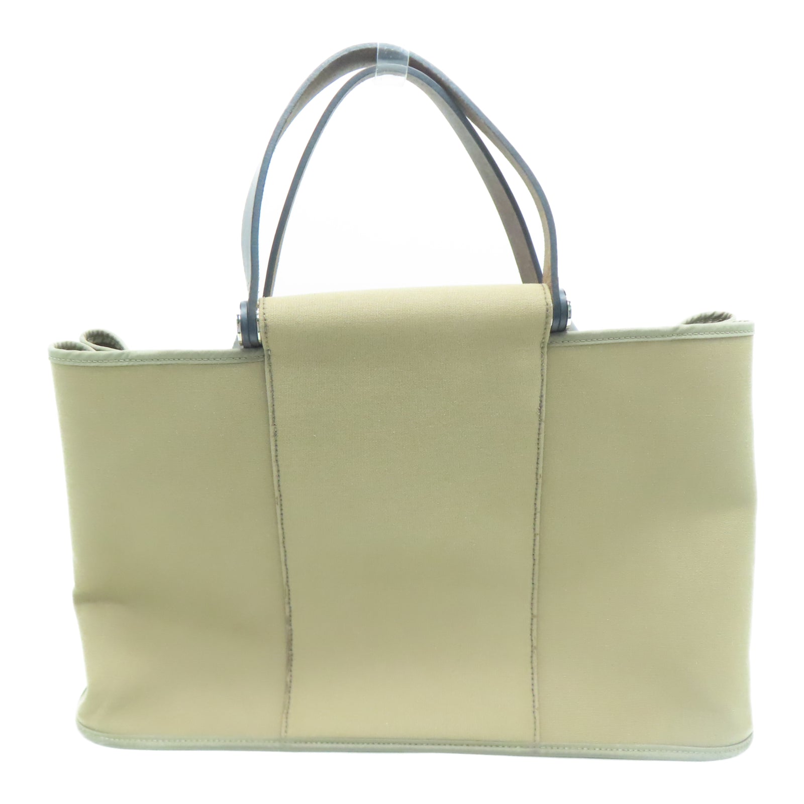 HERMES 帆布Cabag银扣手挽肩背两用袋大象灰色
