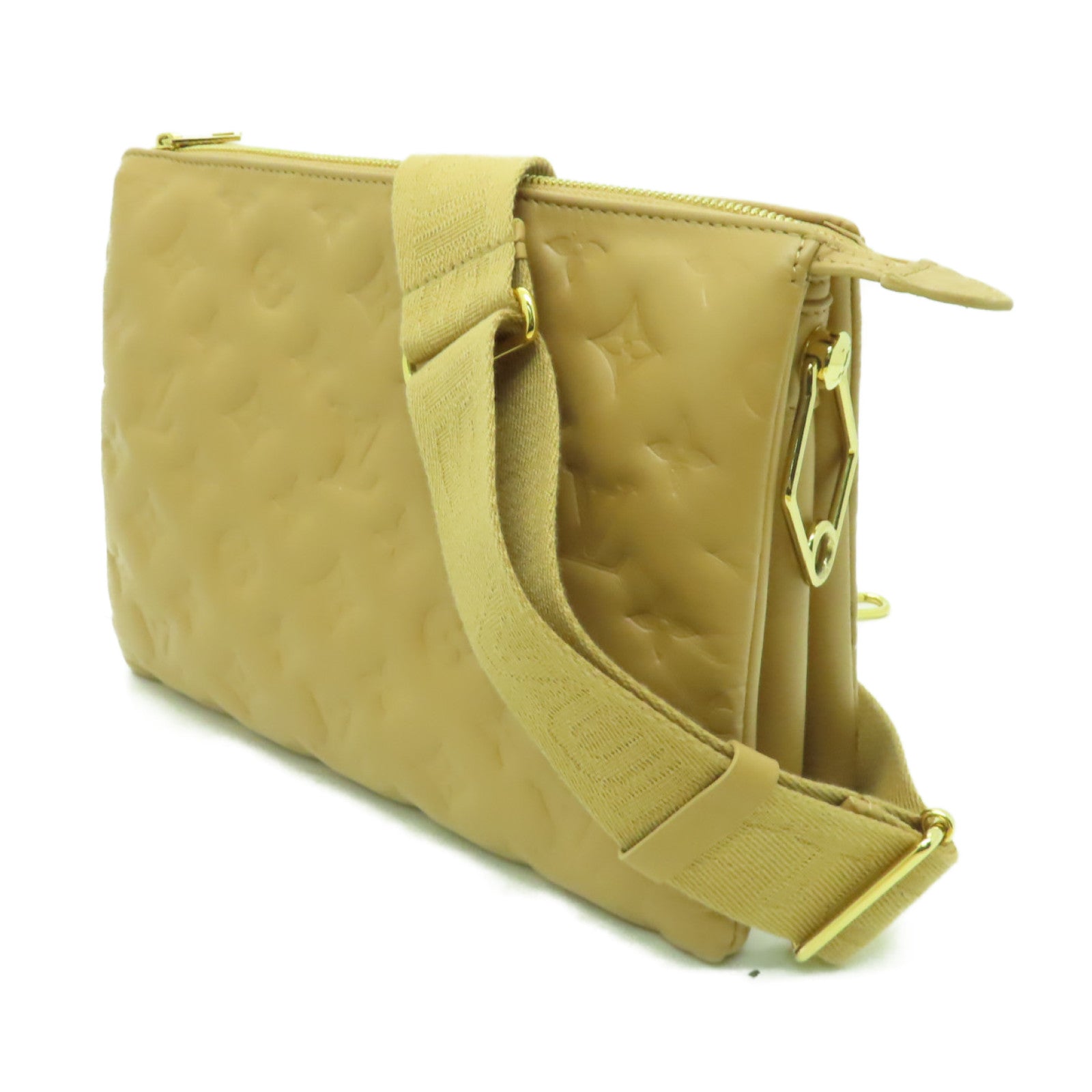 LOUIS VUITTON 羊皮皮革Coussin PM金扣肩背袋棕色
