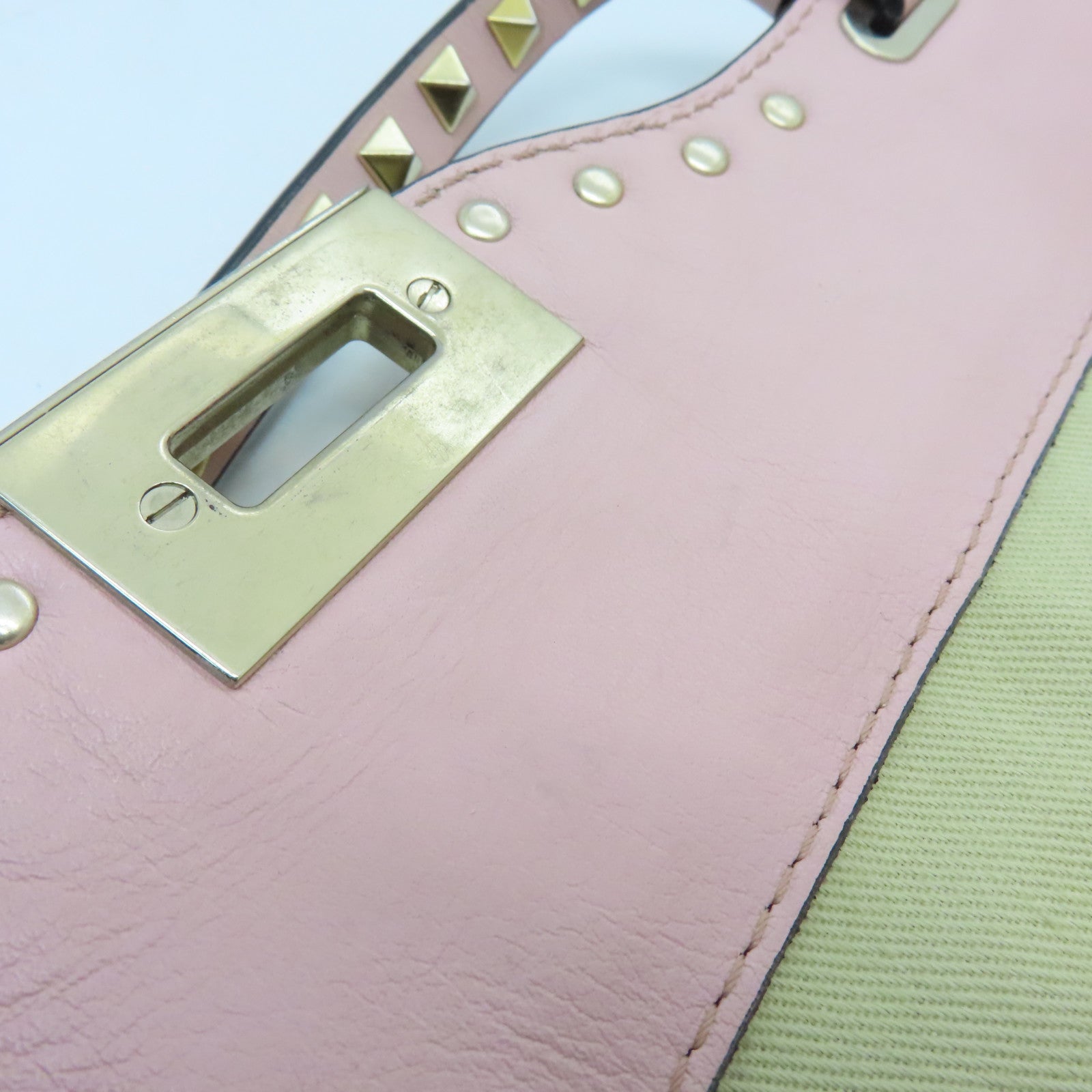 Valentino Leather Rockstud Gold Buckle Shoulder Bag Pink