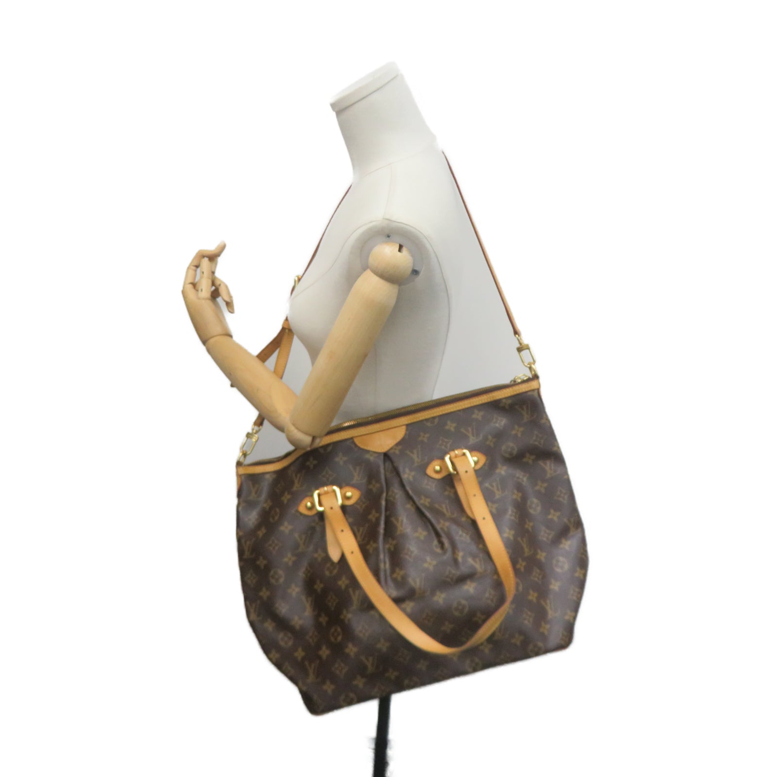 LOUIS VUITTON Monogram Palermo GM gold buckle shoulder shoulder bag brown