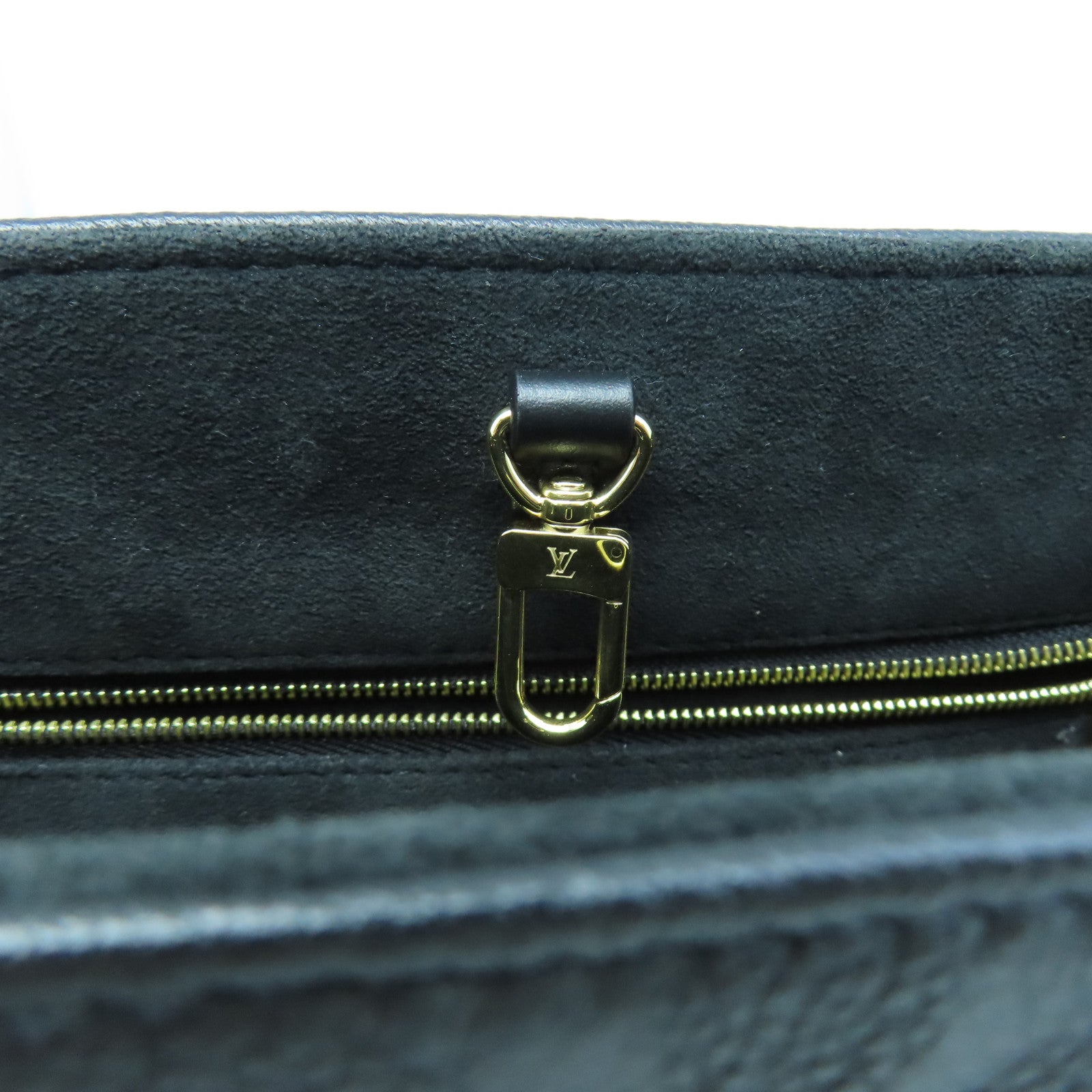 LOUIS VUITTON Monogram Empreinte On The Go PM gold buckle handle shoulder bag dual-use black