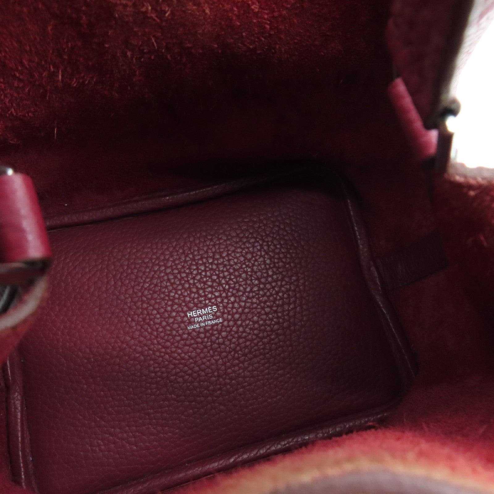 HERMES Clemence皮革Picotin MM银扣手挽袋Ruby/红色