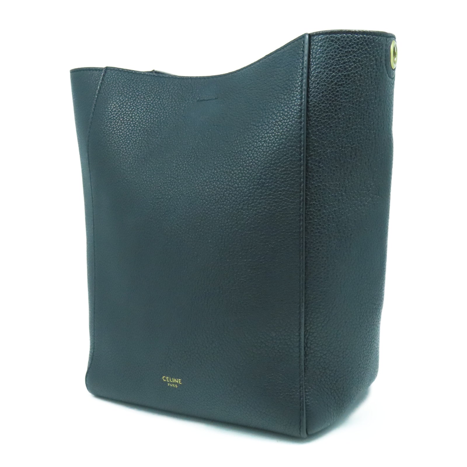 CELINE 牛皮皮革Small Sangle Bucket金扣肩背袋黑色