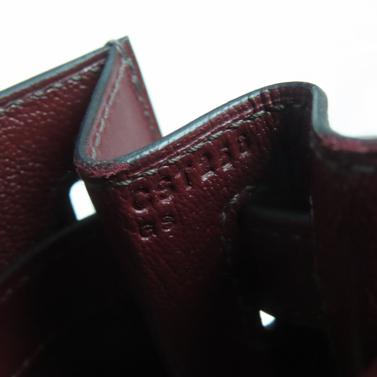 HERMES 【激減優惠】Sombrero皮革Kelly 28銀扣手挽袋酒紅色