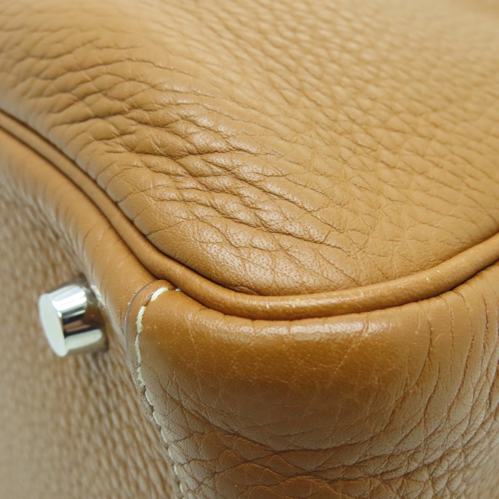 HERMES 【激減優惠】Taurillon Clemence皮革Lindy 30銀扣手挽肩背兩用袋棕色