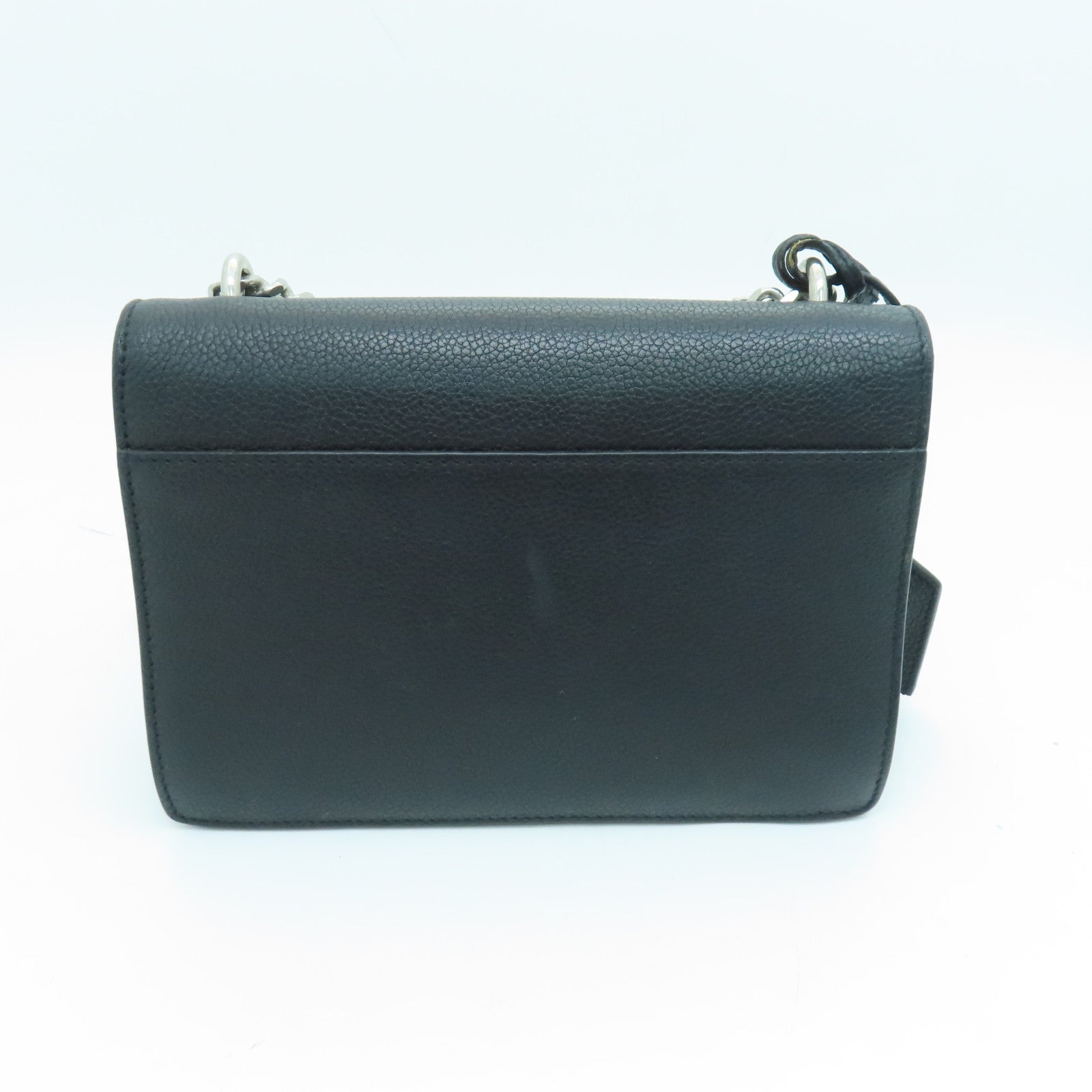SAINT LAURENT 牛皮皮革Shoulder Bag銀扣肩背袋黑色