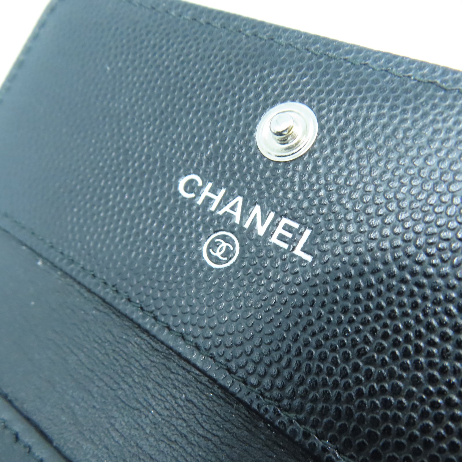 CHANEL 菱格牛皮皮革Boy Wallet銀扣錢包黑色