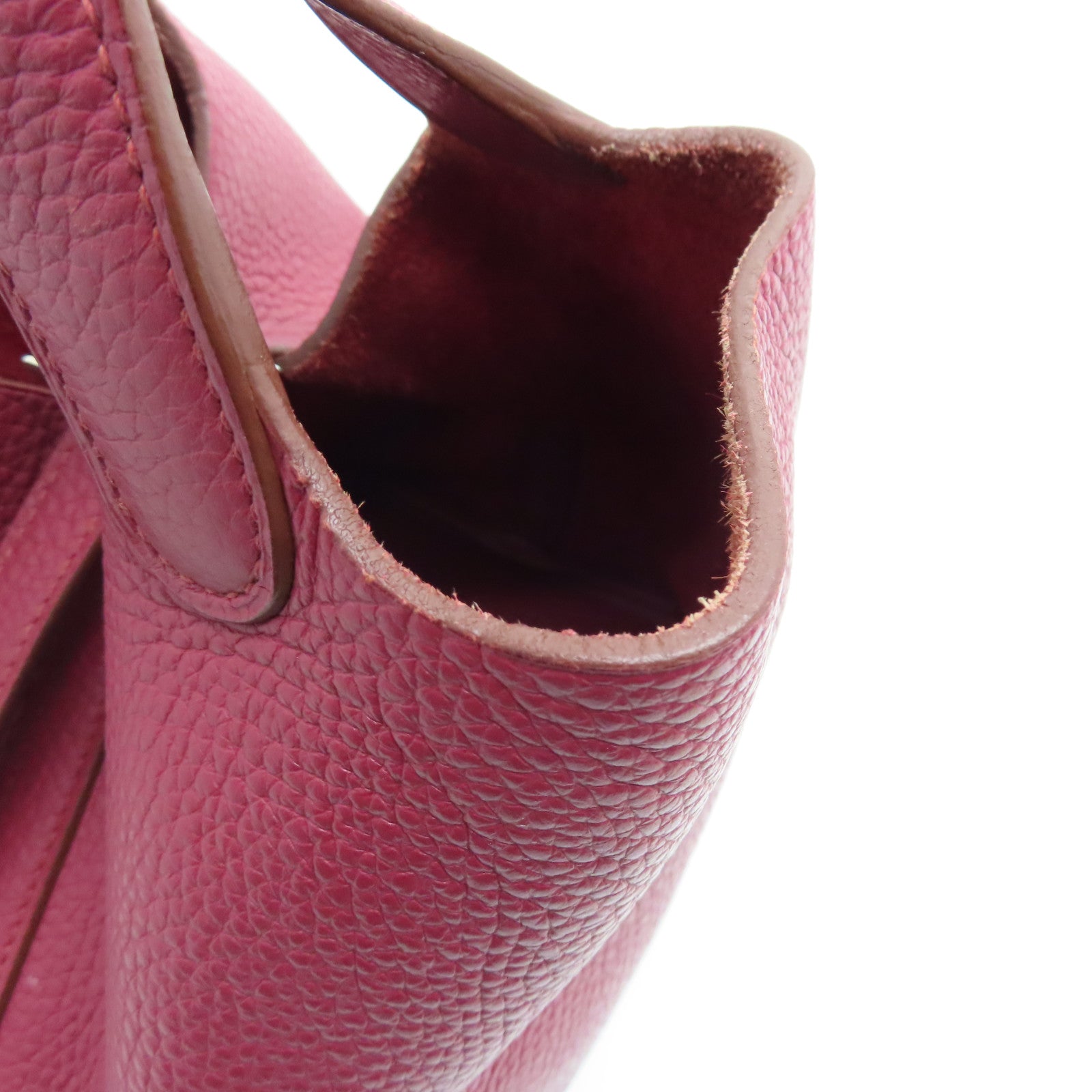 HERMES Clemence皮革Picotin MM银扣手挽袋Ruby/红色