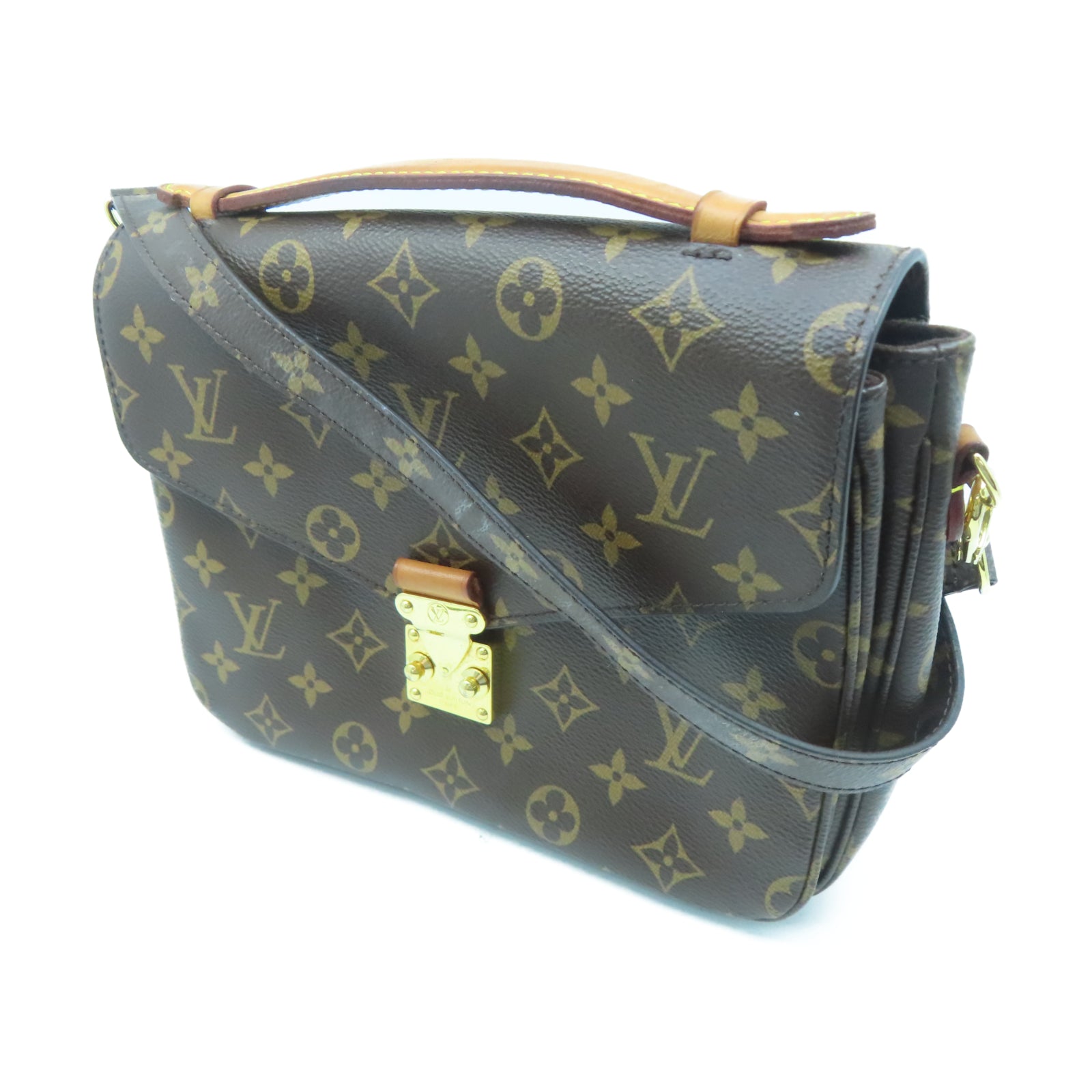 LOUIS VUITTON Monogram Pochette Metis金扣手挽肩背兩用袋棕色