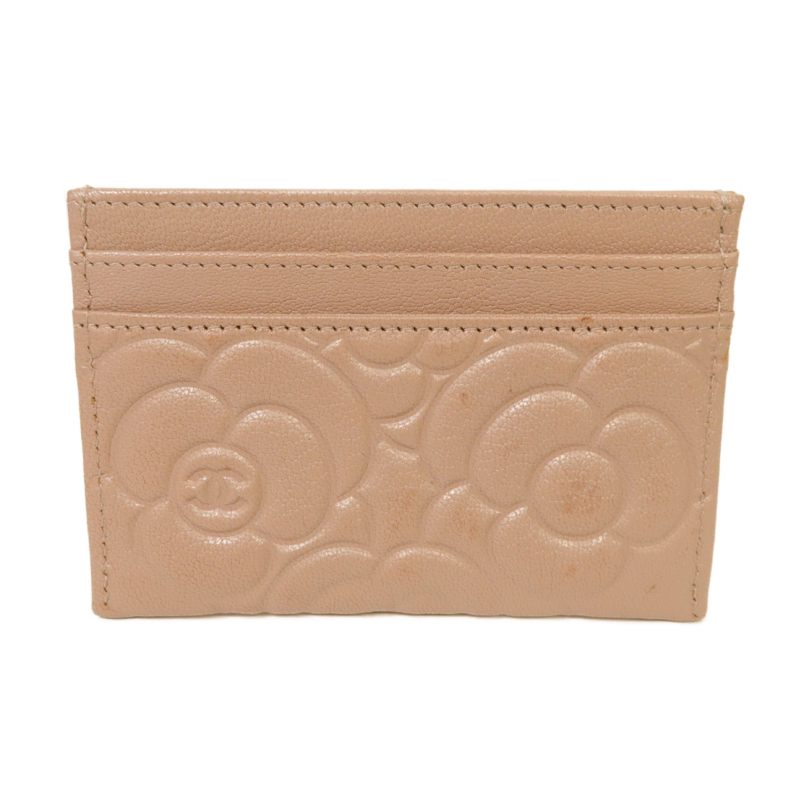 CHANEL 皮革Card Case銀扣卡片套粉紅色