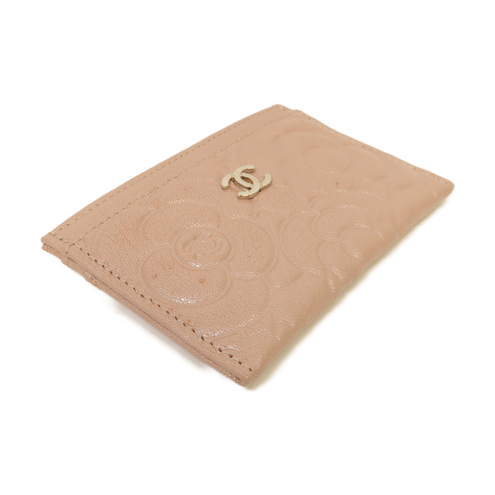 CHANEL 皮革Card Case銀扣卡片套粉紅色