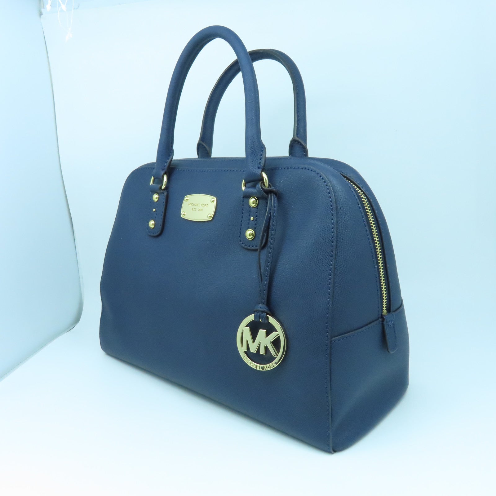 Michael Kors 牛皮皮革2 Way Shoulder金扣手挽肩背兩用袋藍色