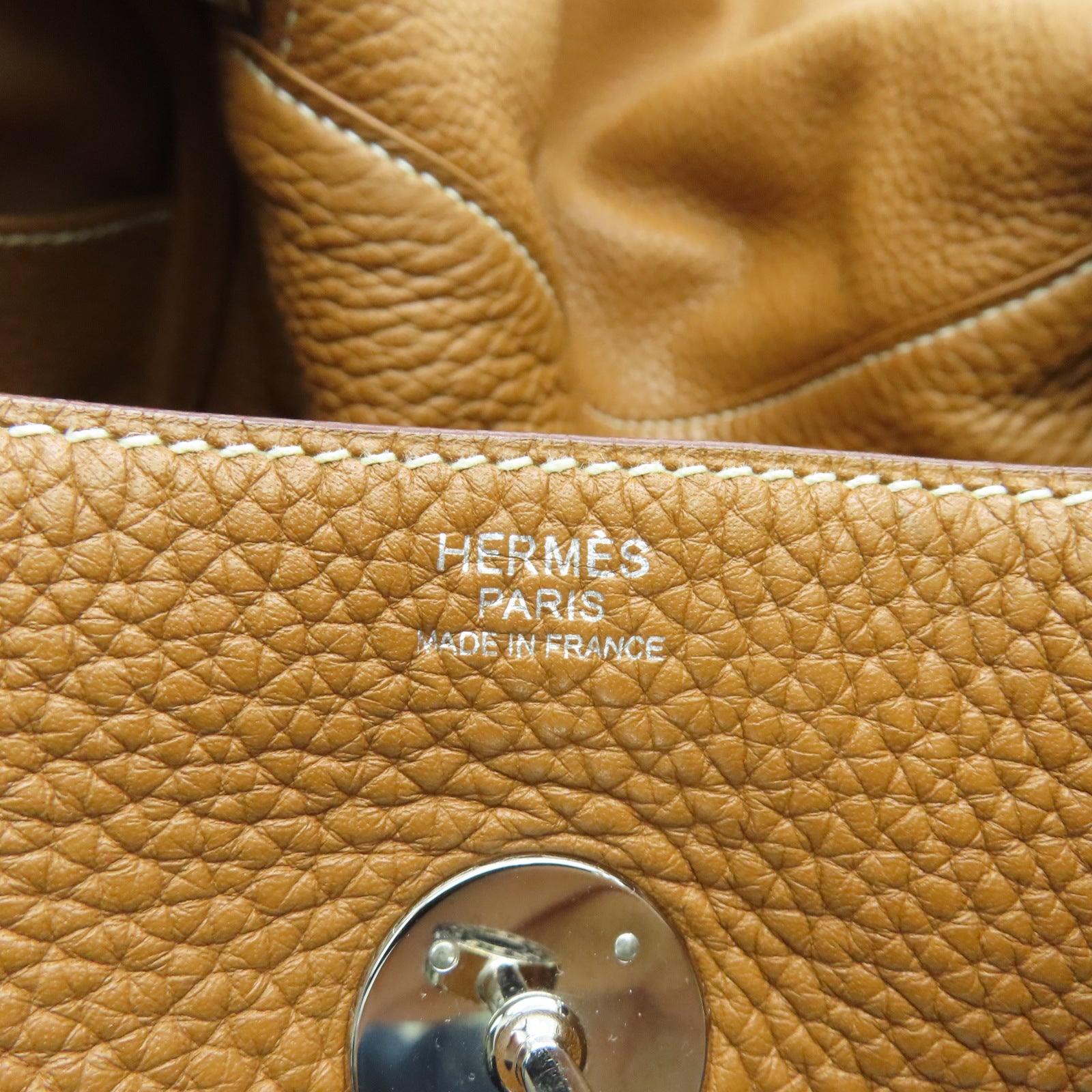 HERMES 【激減優惠】Taurillon Clemence皮革Lindy 30銀扣手挽肩背兩用袋棕色