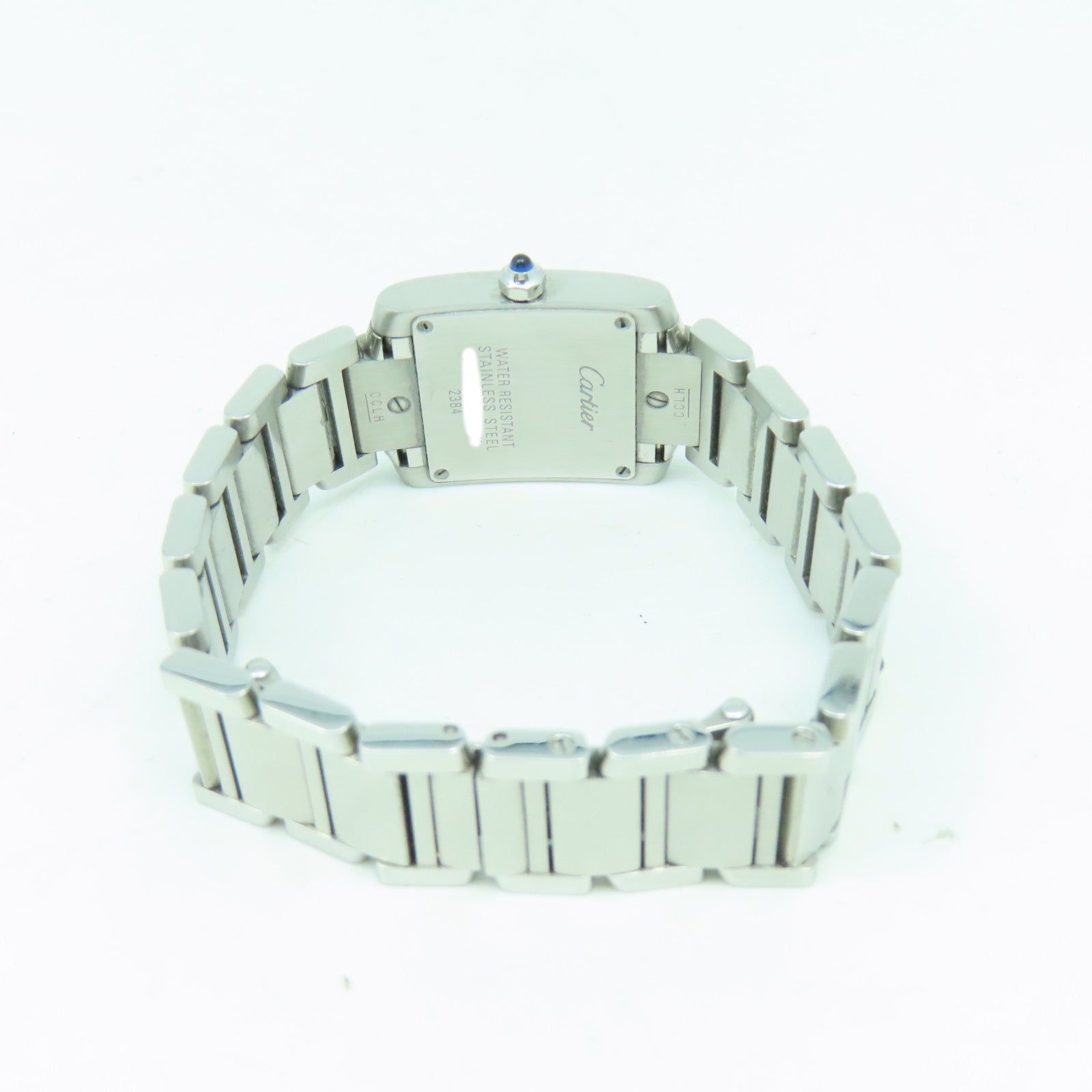 CARTIER Tank Francaise SM不鏽鋼手錶銀色/白色#14.5cm