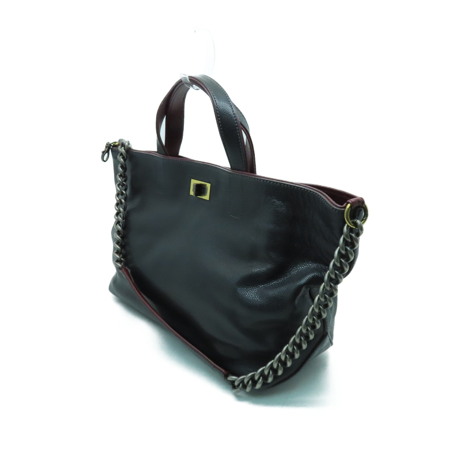 CHANEL 【激減優惠】Caviar皮革Chain Shoulder銀扣手挽肩背兩用袋黑色