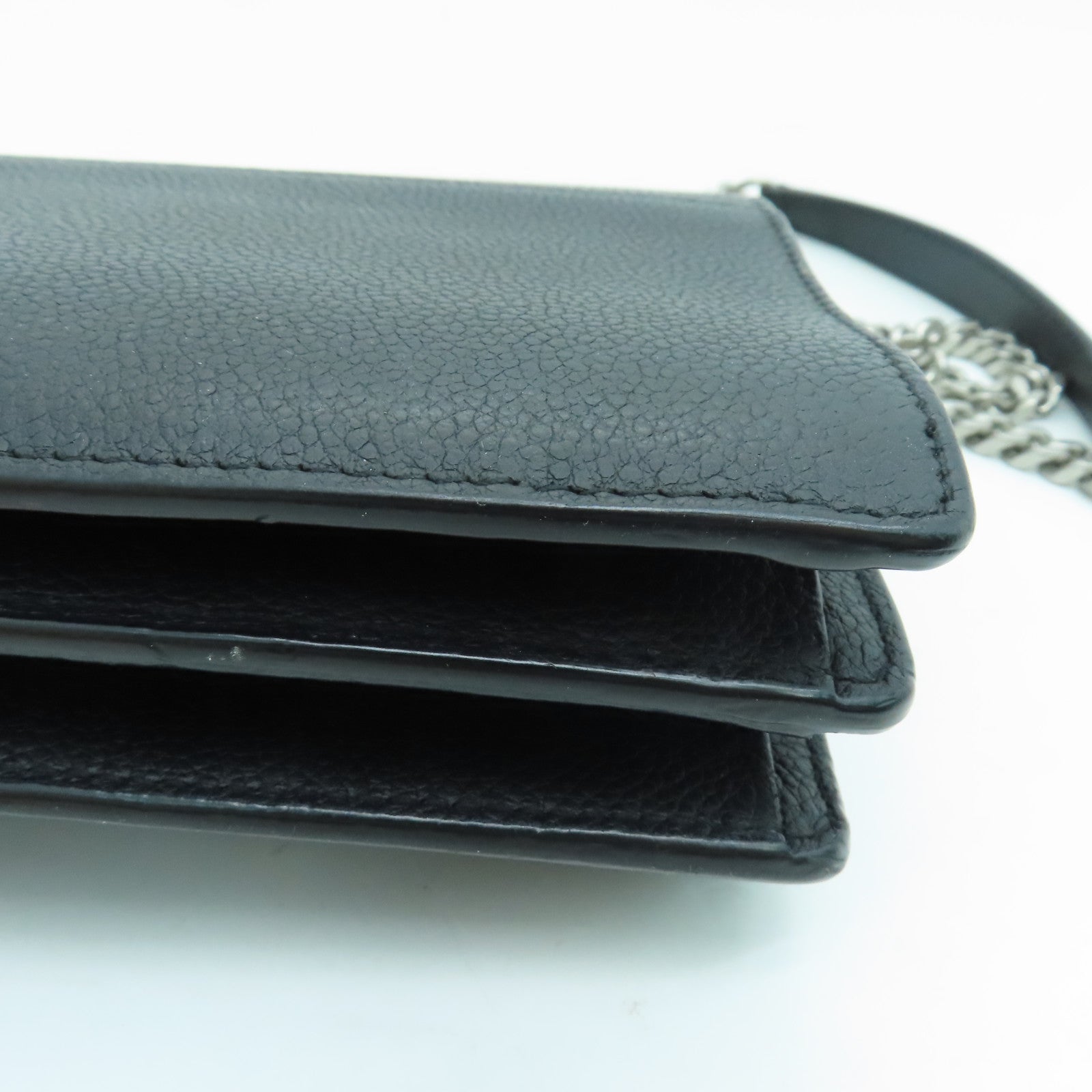 SAINT LAURENT 牛皮皮革Shoulder Bag銀扣肩背袋黑色
