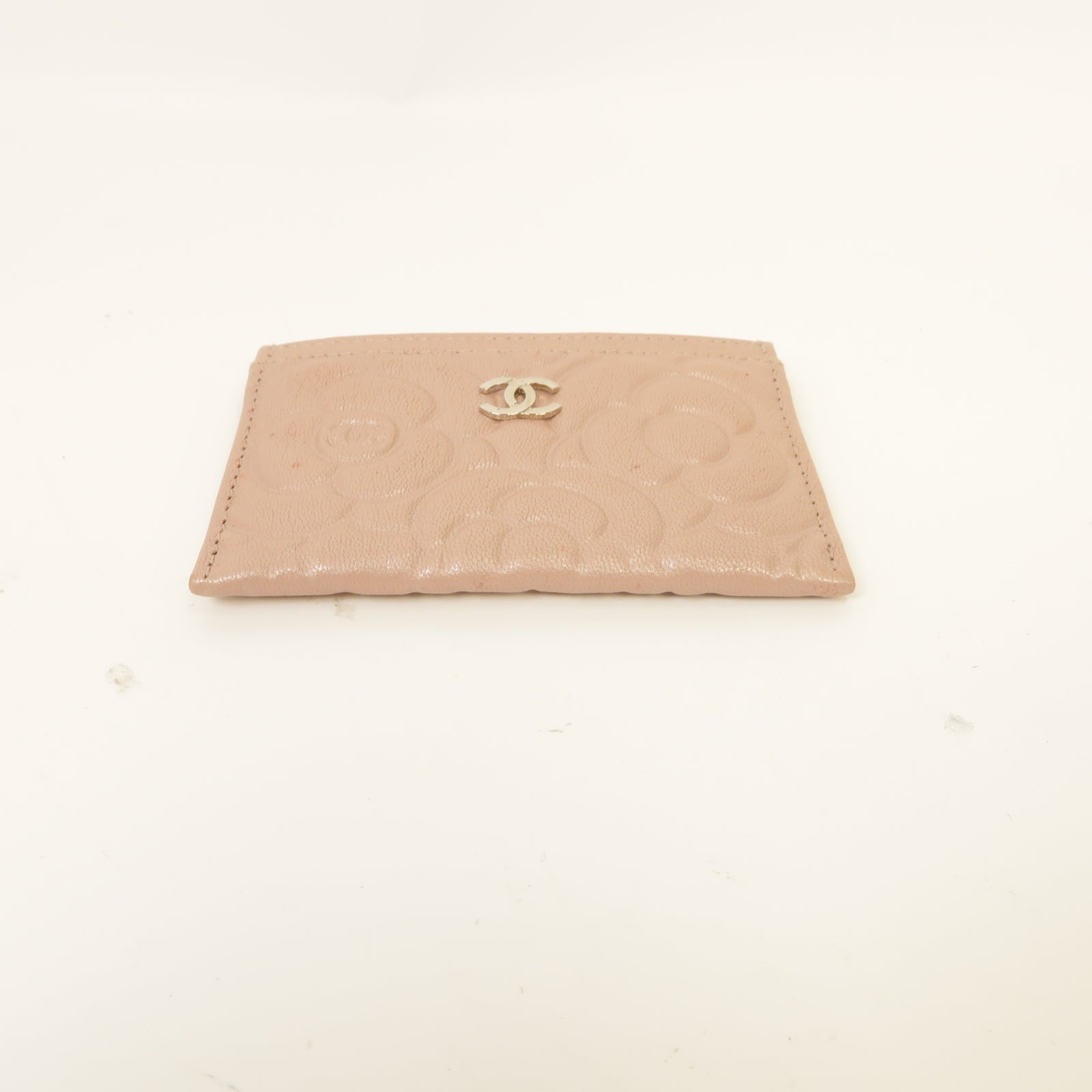 CHANEL 皮革Card Case銀扣卡片套粉紅色