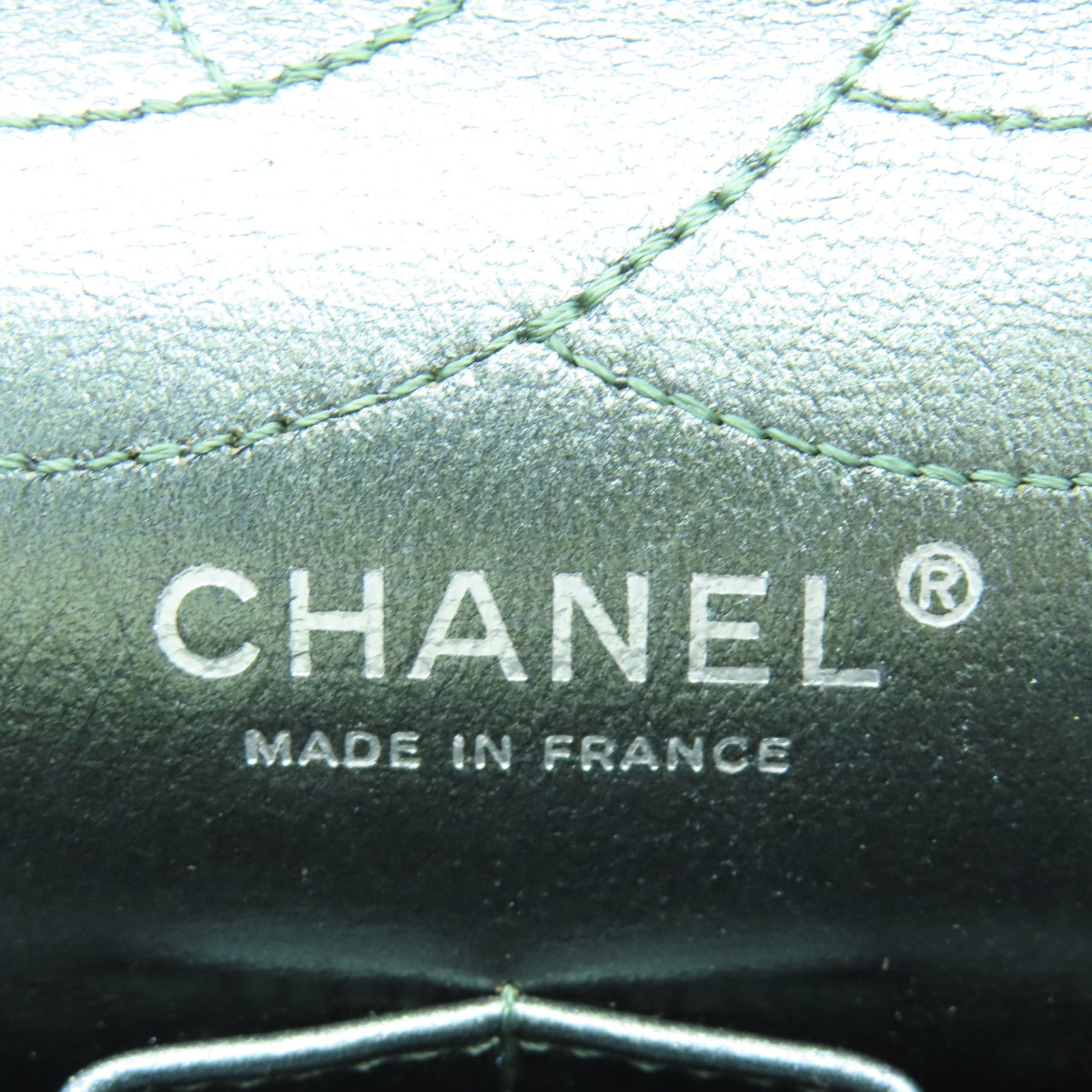 CHANEL 菱格牛皮2.55 Chain Shoulder Bag银扣链带肩背袋绿色