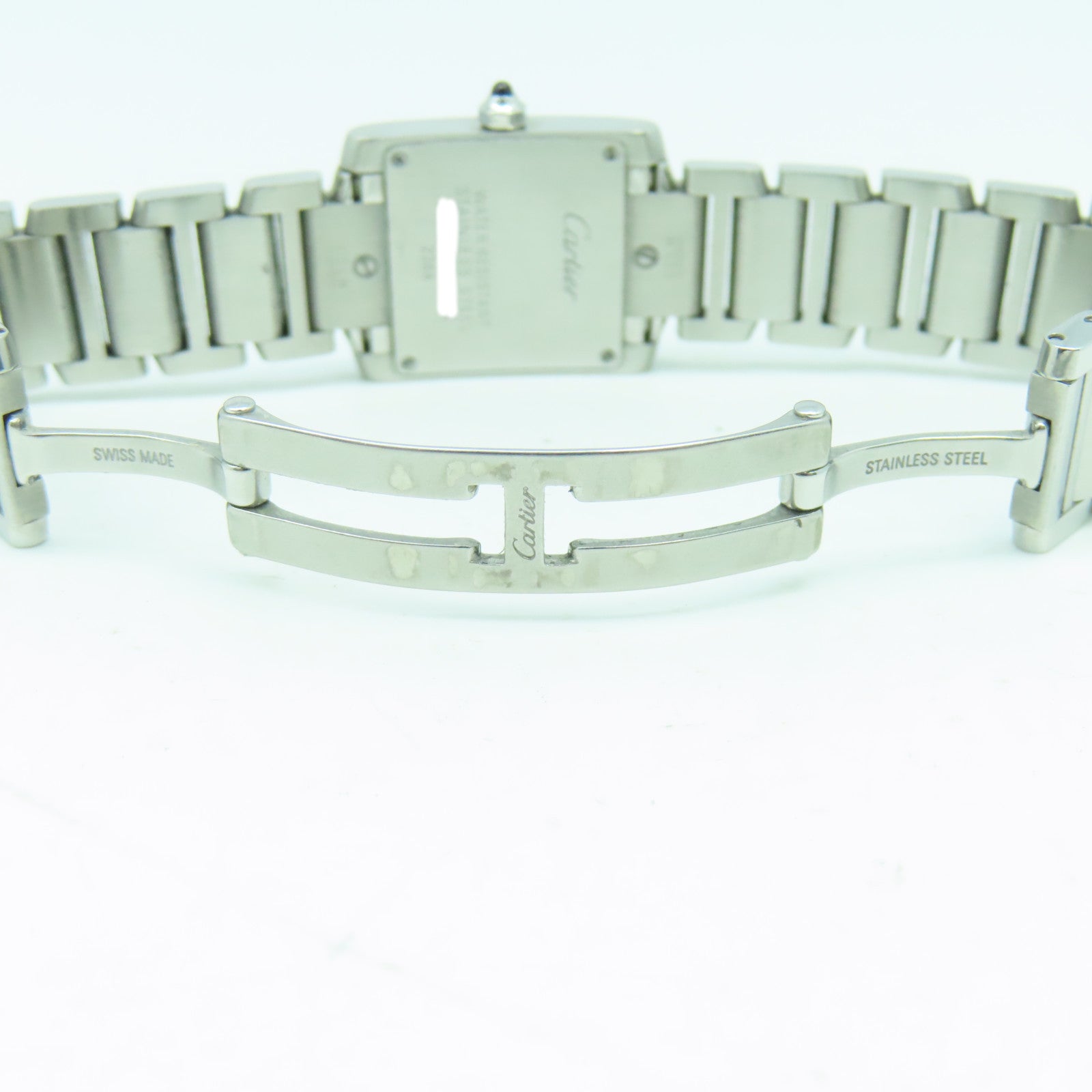 CARTIER Tank Francaise SM不鏽鋼手錶銀色/白色#14.5cm