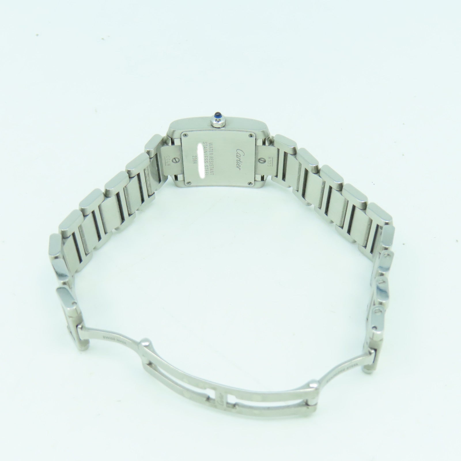 CARTIER Tank Francaise SM不鏽鋼手錶銀色/白色#14.5cm