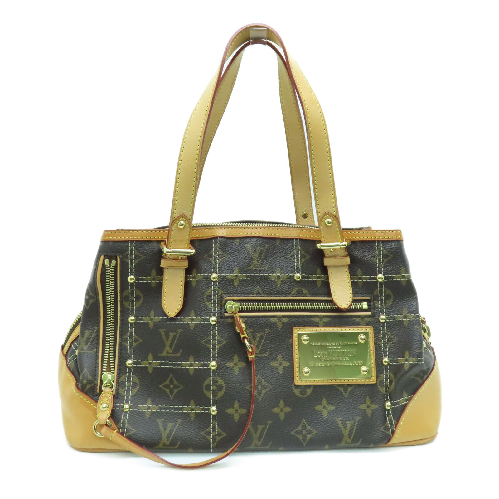 LOUIS VUITTON Monogram Rivets肩背袋金扣啡色