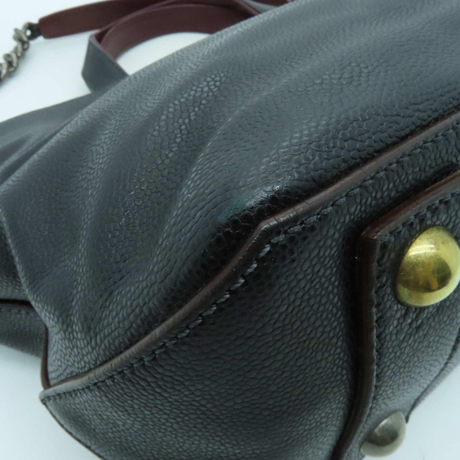CHANEL 【激減優惠】Caviar皮革Chain Shoulder銀扣手挽肩背兩用袋黑色