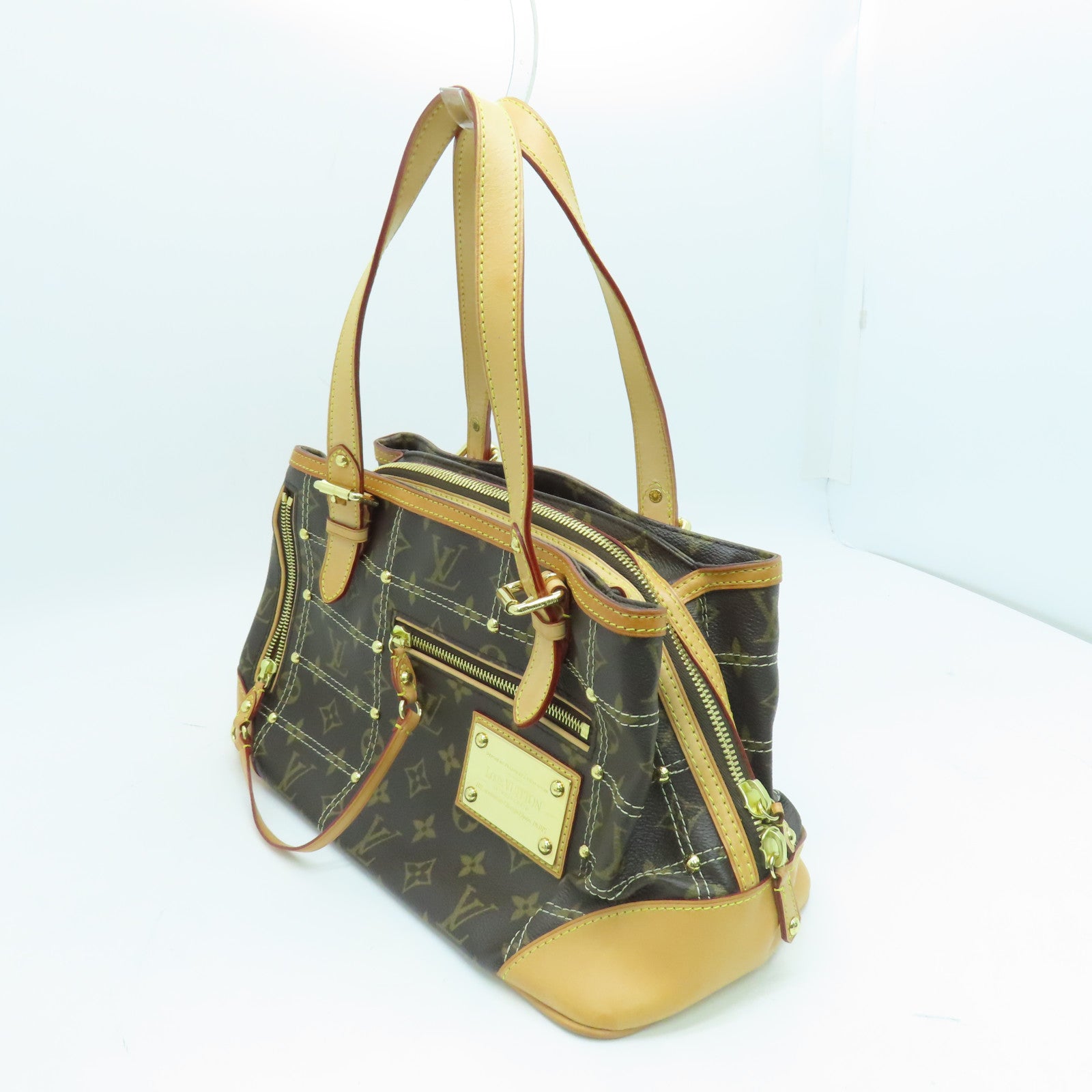 LOUIS VUITTON Monogram Rivets肩背袋金扣啡色