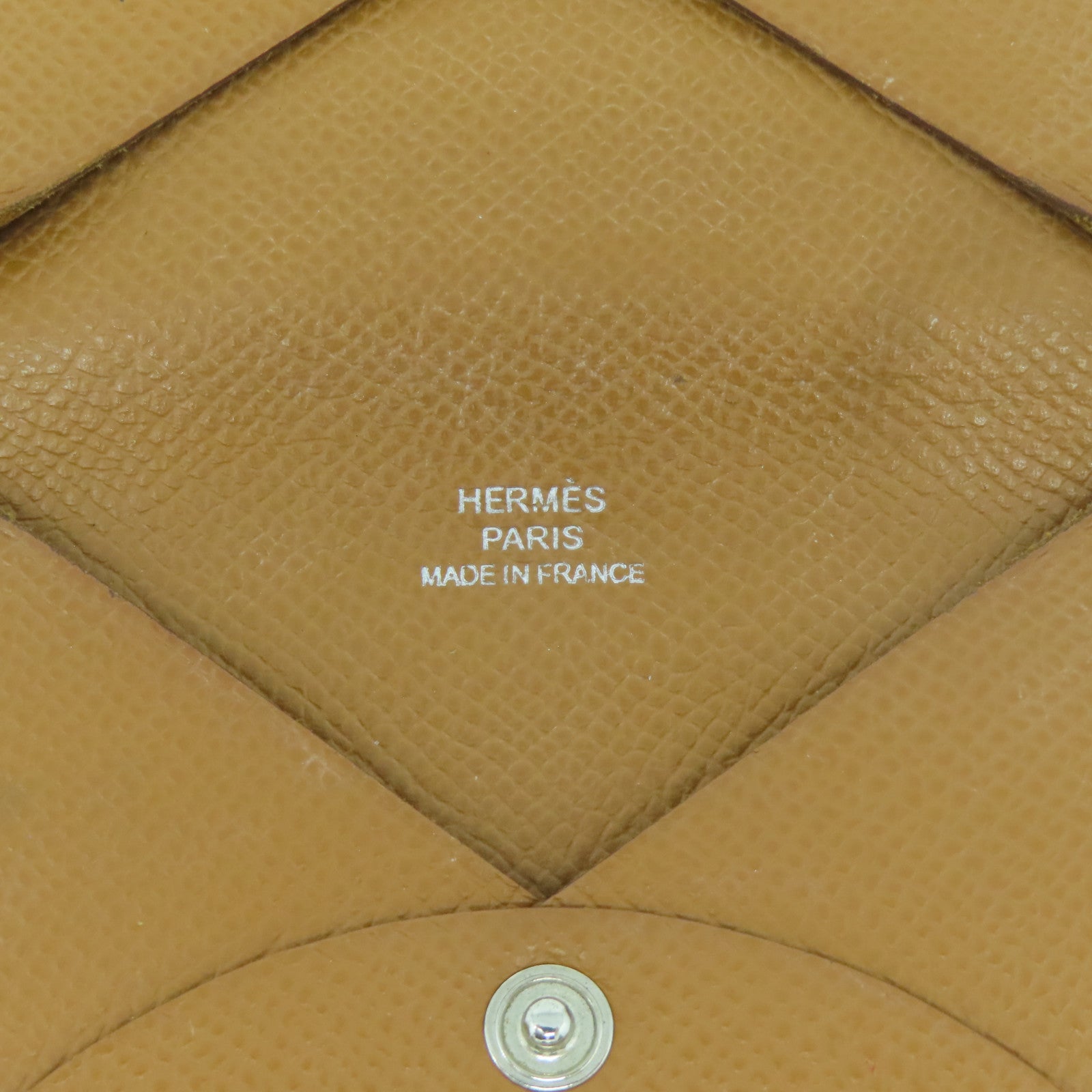 HERMES Veau Epsom皮革Card Case銀扣卡片套金色/經典駝色