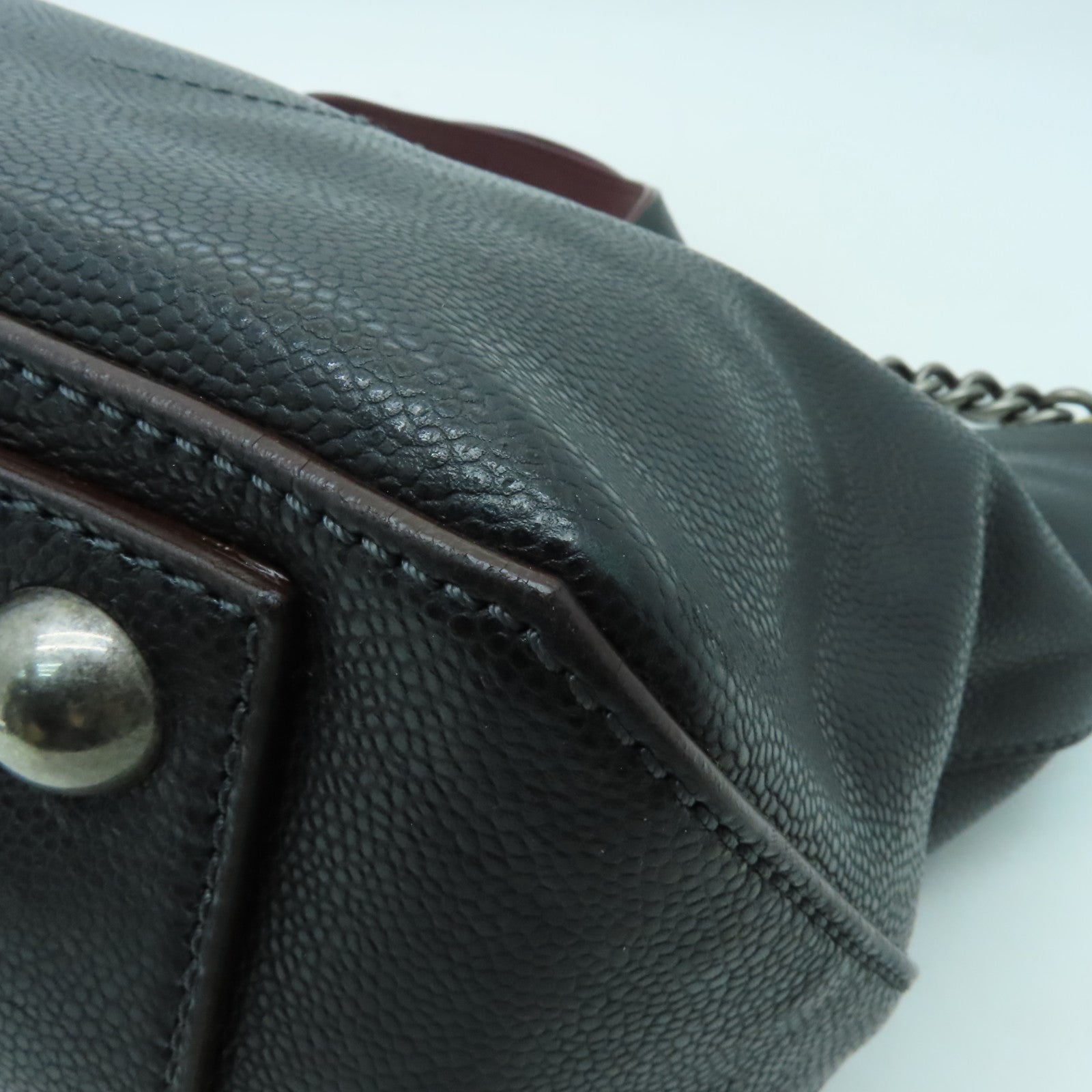 CHANEL 【激減優惠】Caviar皮革Chain Shoulder銀扣手挽肩背兩用袋黑色