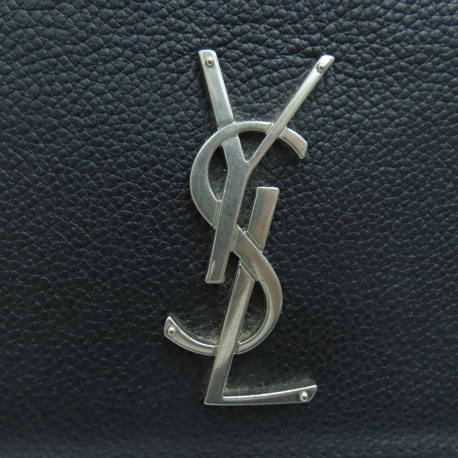 SAINT LAURENT 牛皮皮革Shoulder Bag銀扣肩背袋黑色