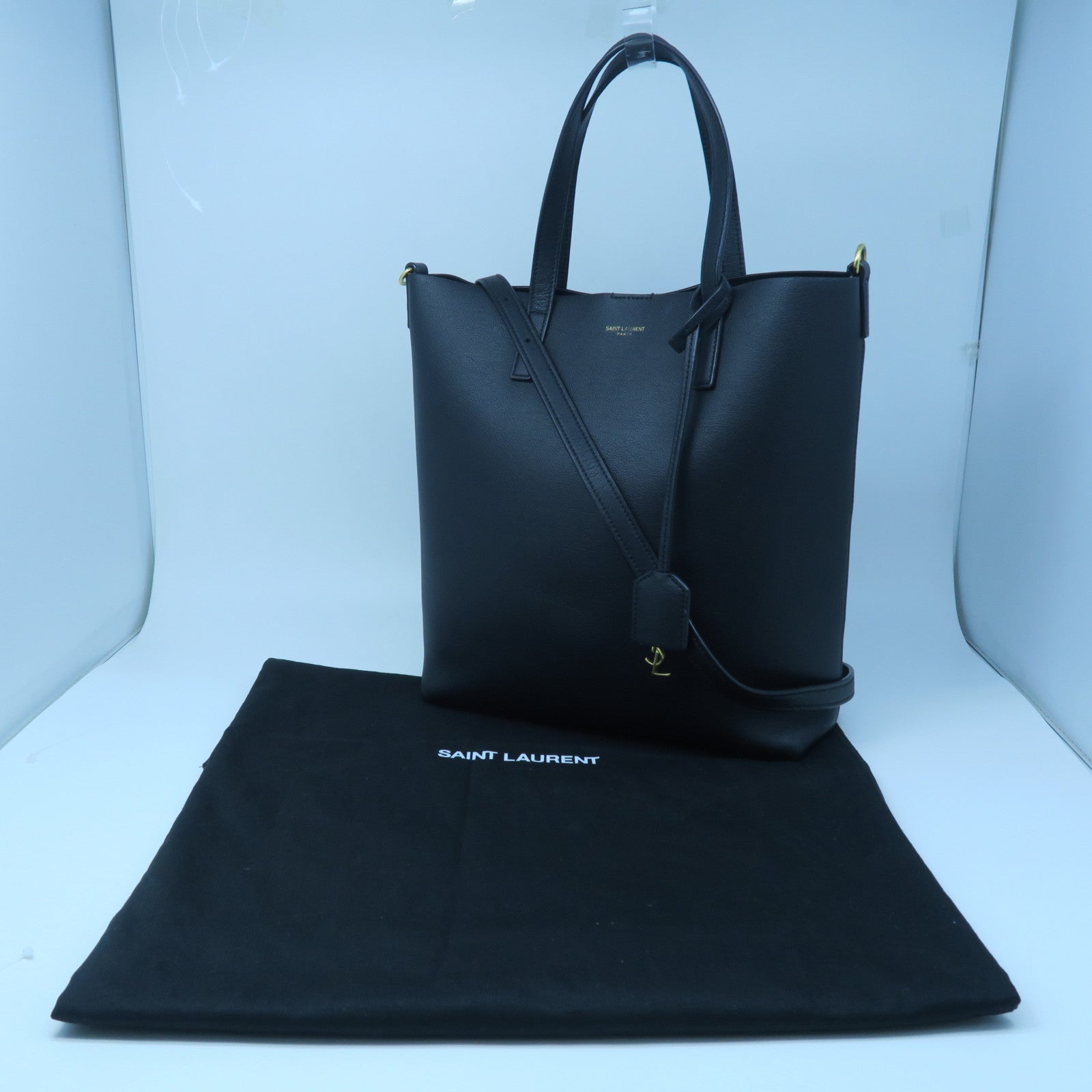 SAINT LAURENT 牛皮皮革2 Way Shoulder金扣手挽肩背兩用袋黑色