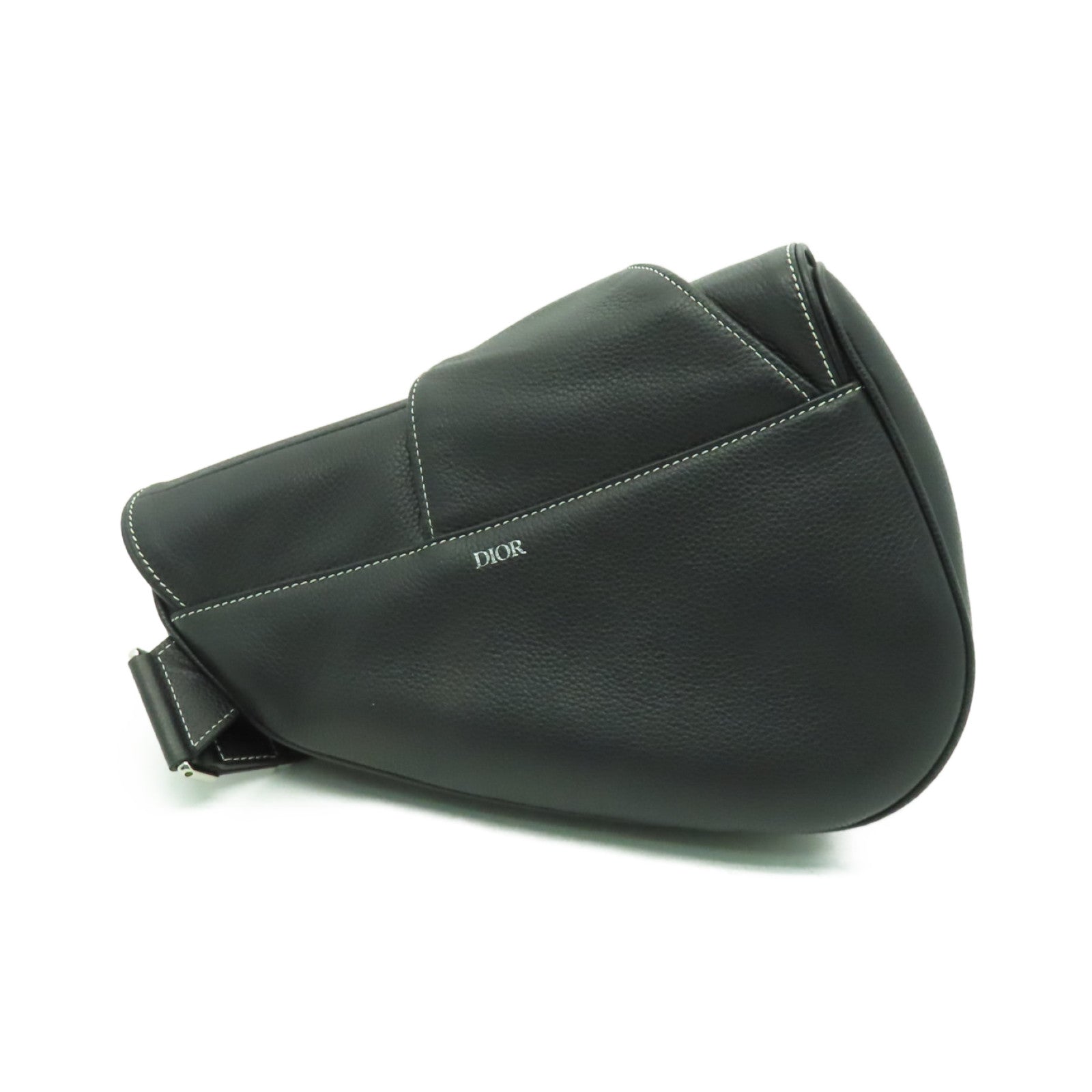 Dior 牛皮皮革Saddle銀扣肩背袋黑色