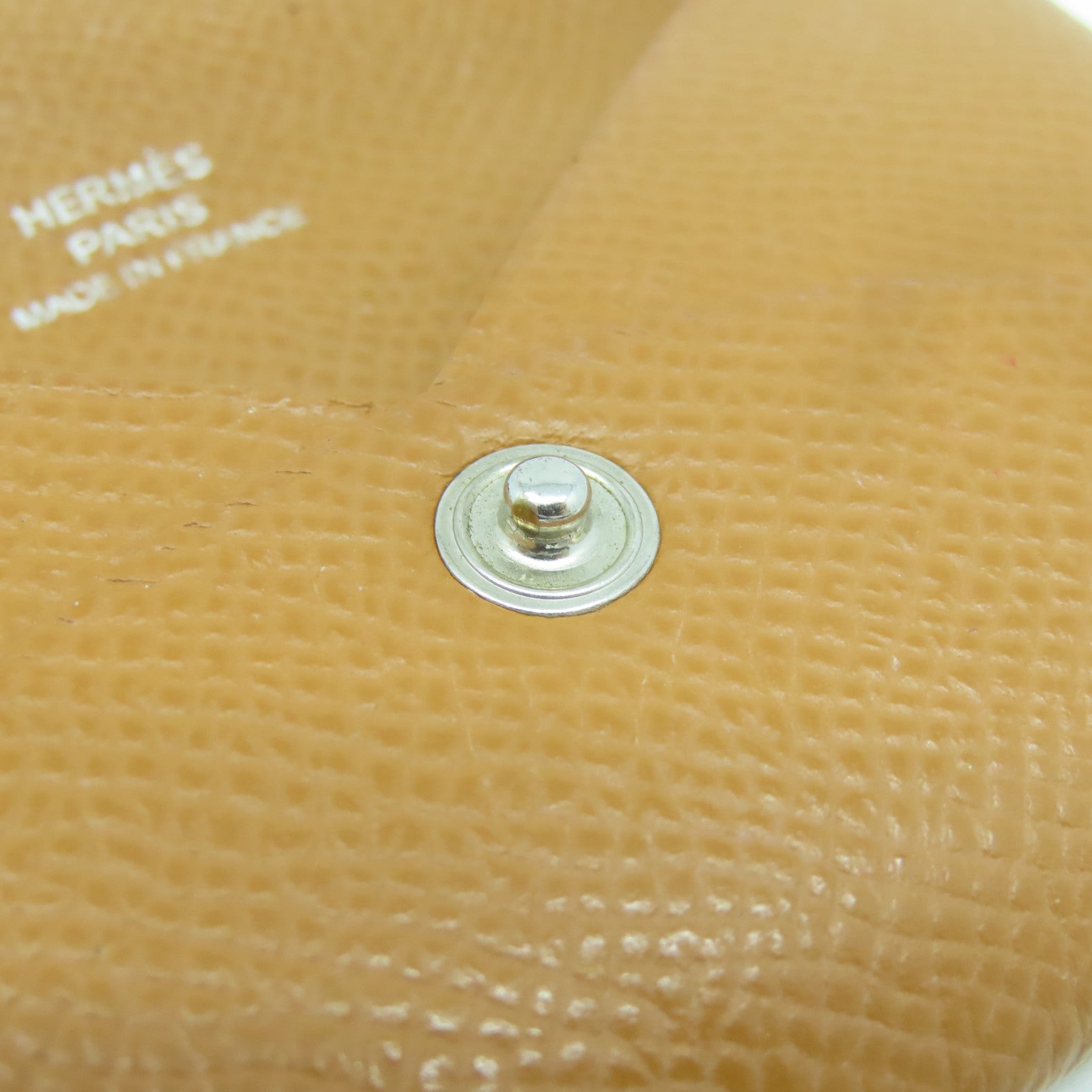 HERMES Veau Epsom皮革Card Case銀扣卡片套金色/經典駝色