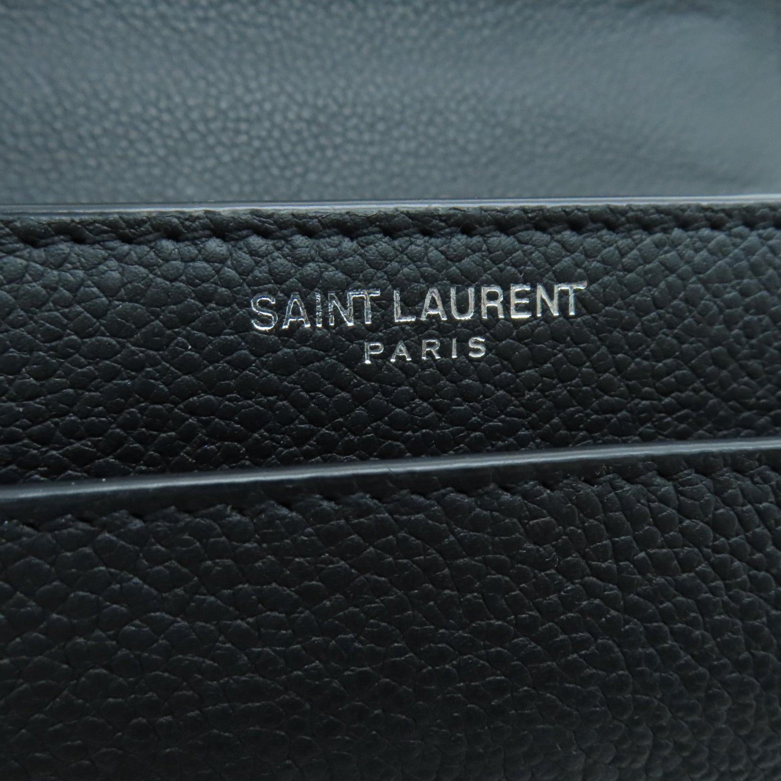 SAINT LAURENT 牛皮皮革Shoulder Bag銀扣肩背袋黑色