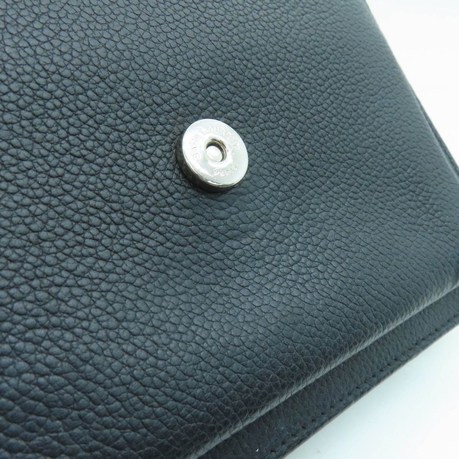 SAINT LAURENT 牛皮皮革Shoulder Bag銀扣肩背袋黑色