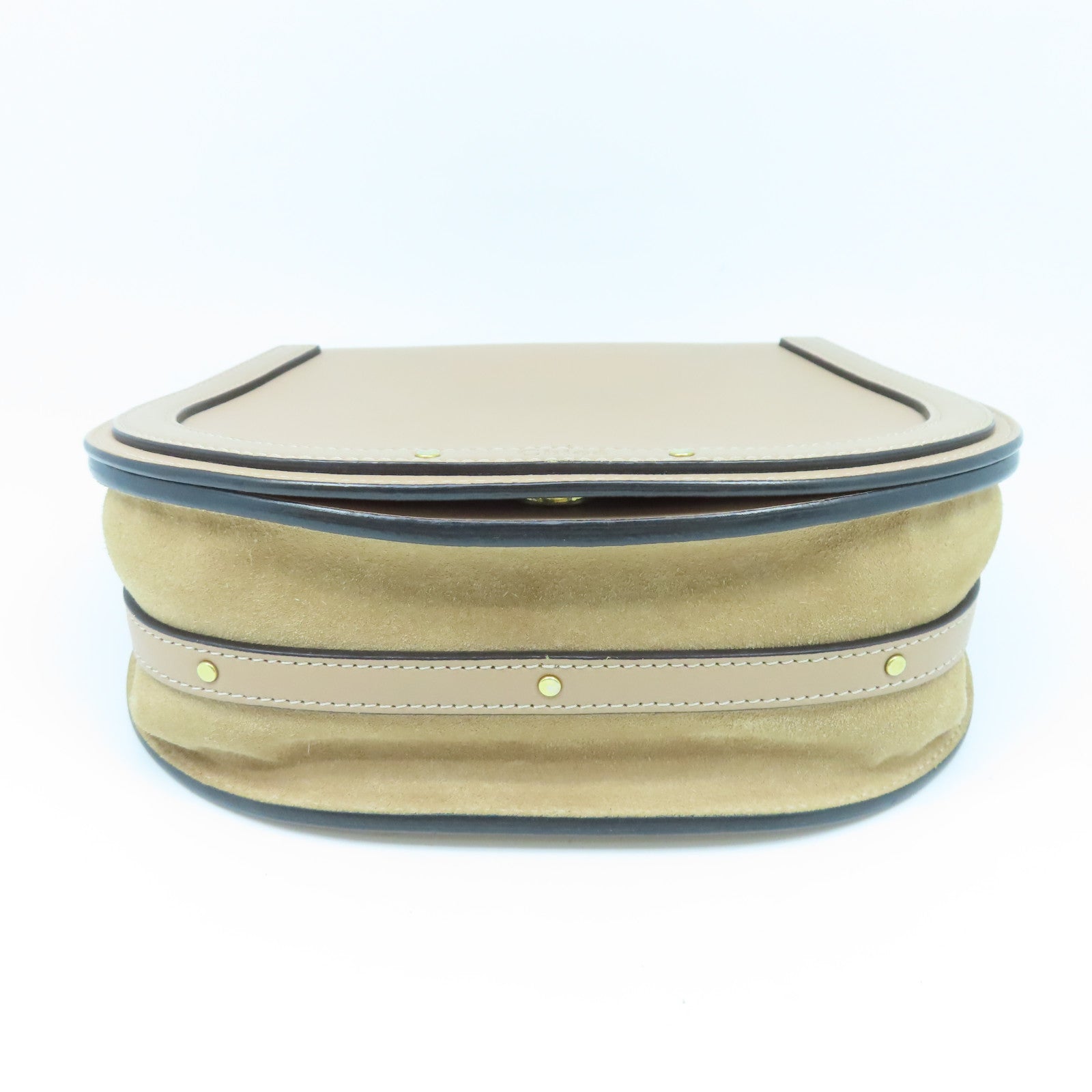 Chloe 牛皮皮革Shoulder Bag金扣手挽肩背两用袋杏色