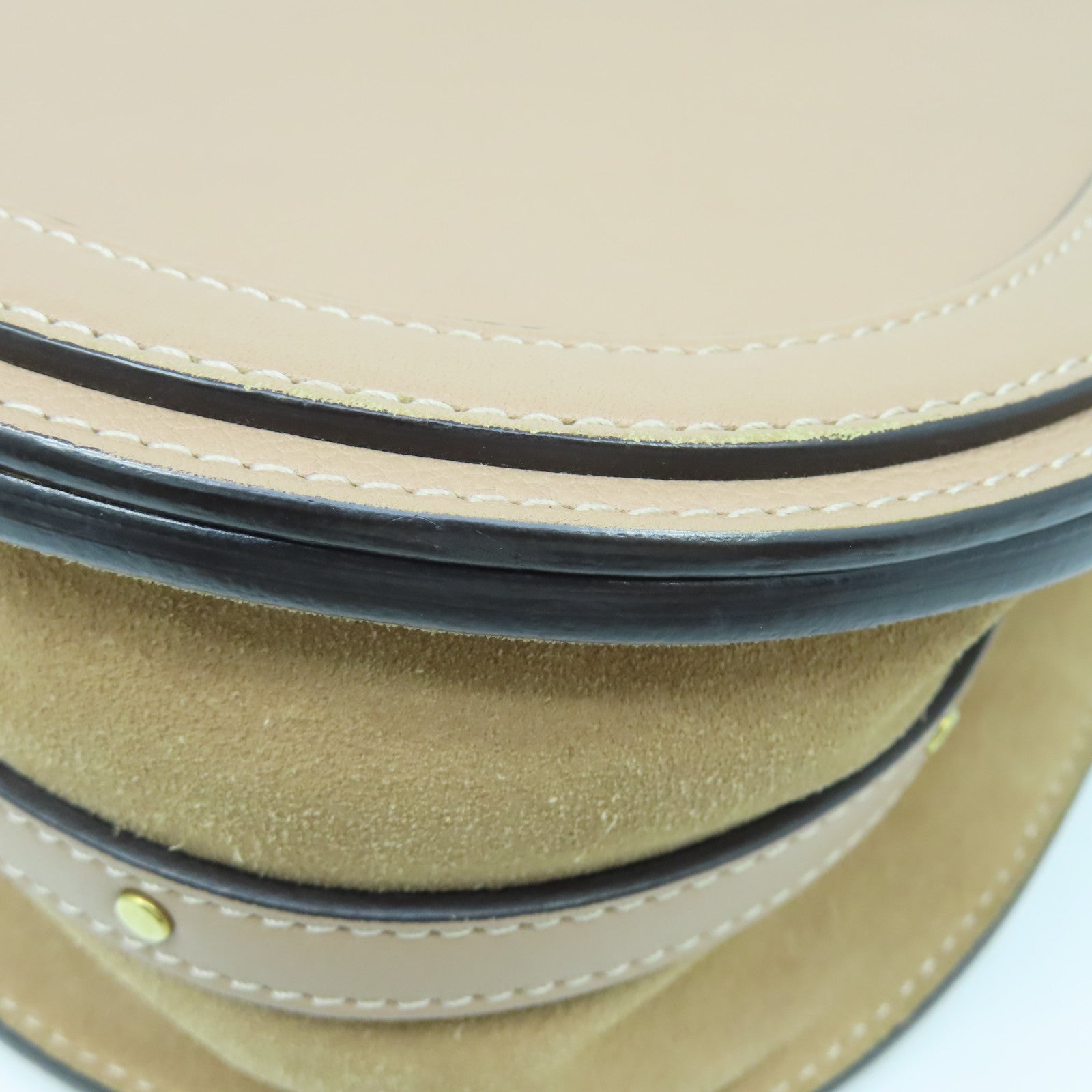 Chloe 牛皮皮革Shoulder Bag金扣手挽肩背两用袋杏色