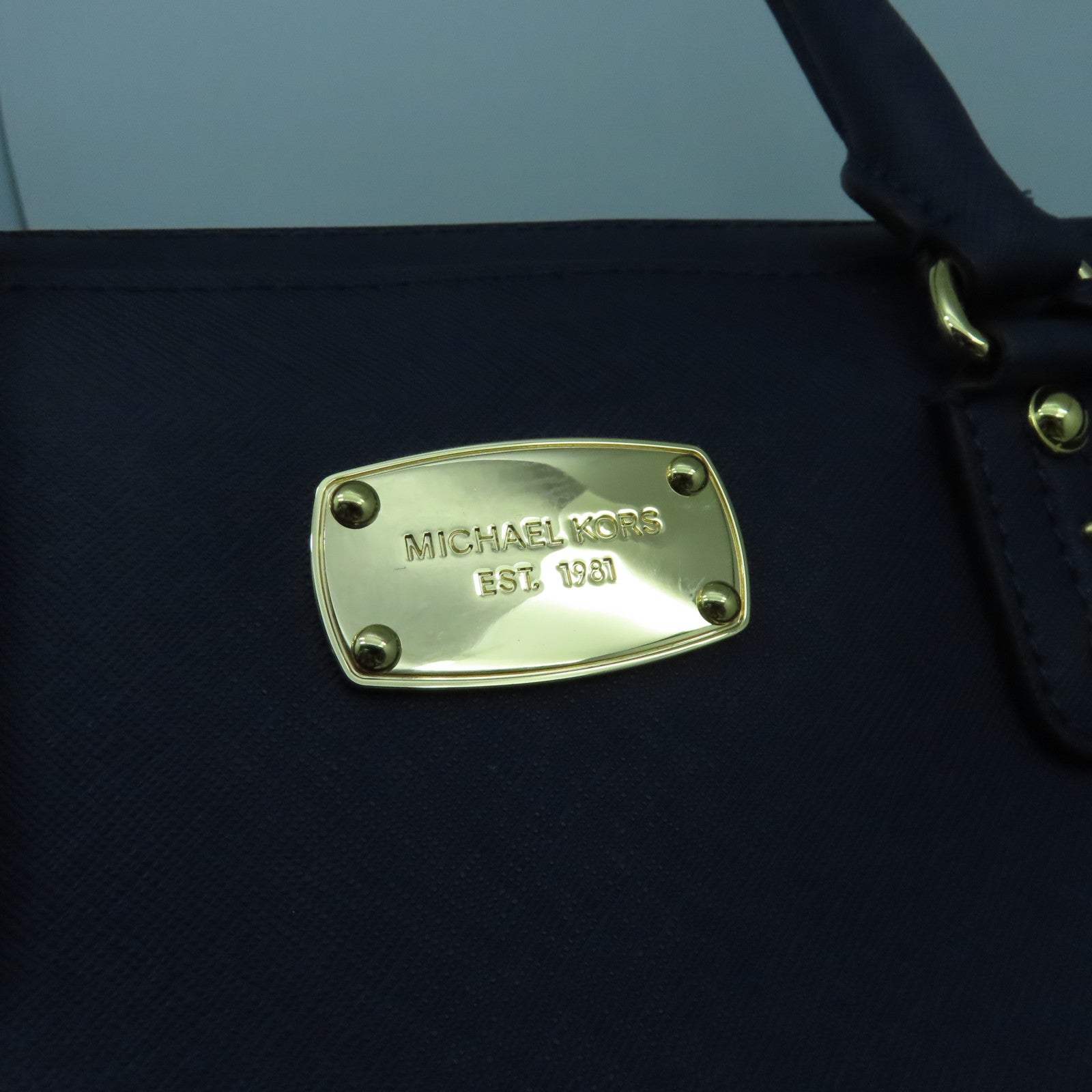 Michael Kors 牛皮皮革2 Way Shoulder金扣手挽肩背兩用袋藍色